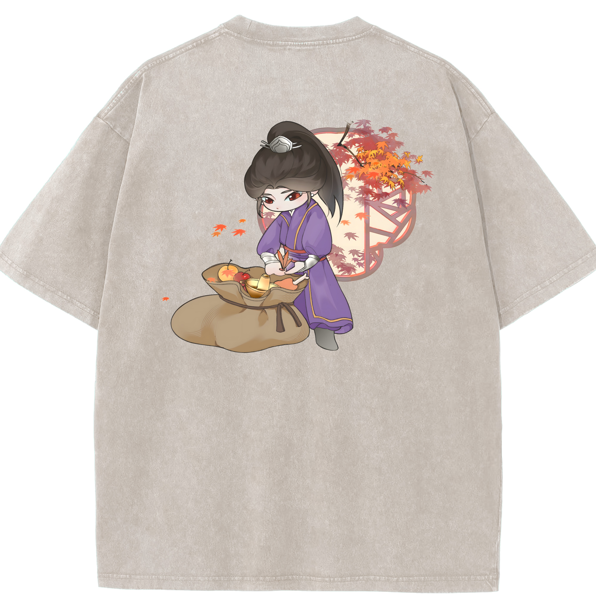（画像用） Ne Zha 2 ナタ 魔童の大暴れ 綿100% ヴィンテージ風 半袖Tシャツ（背面プリント）