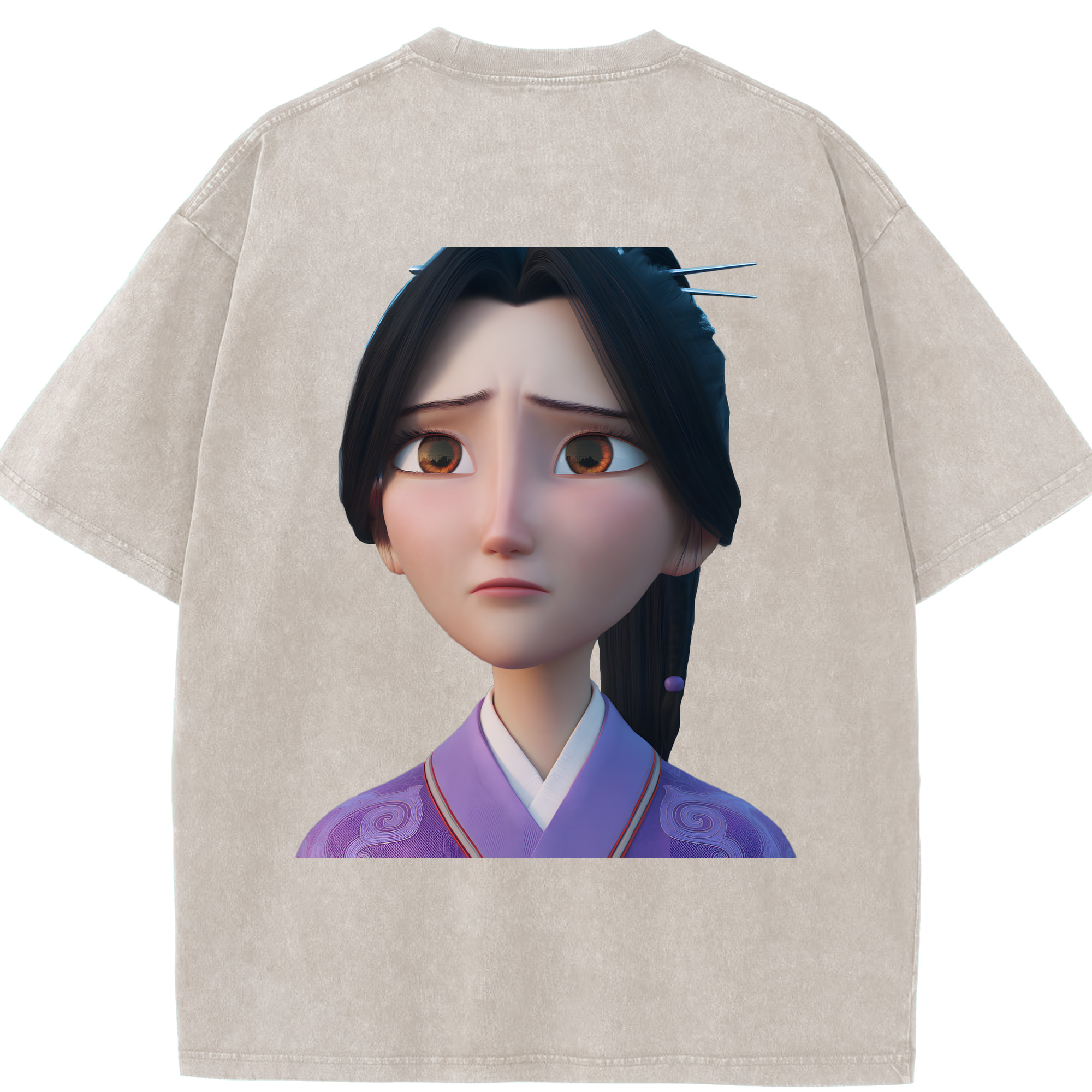（画像用） Ne Zha 2 ナタ 魔童の大暴れ 綿100% ヴィンテージ風 半袖Tシャツ（背面プリント）