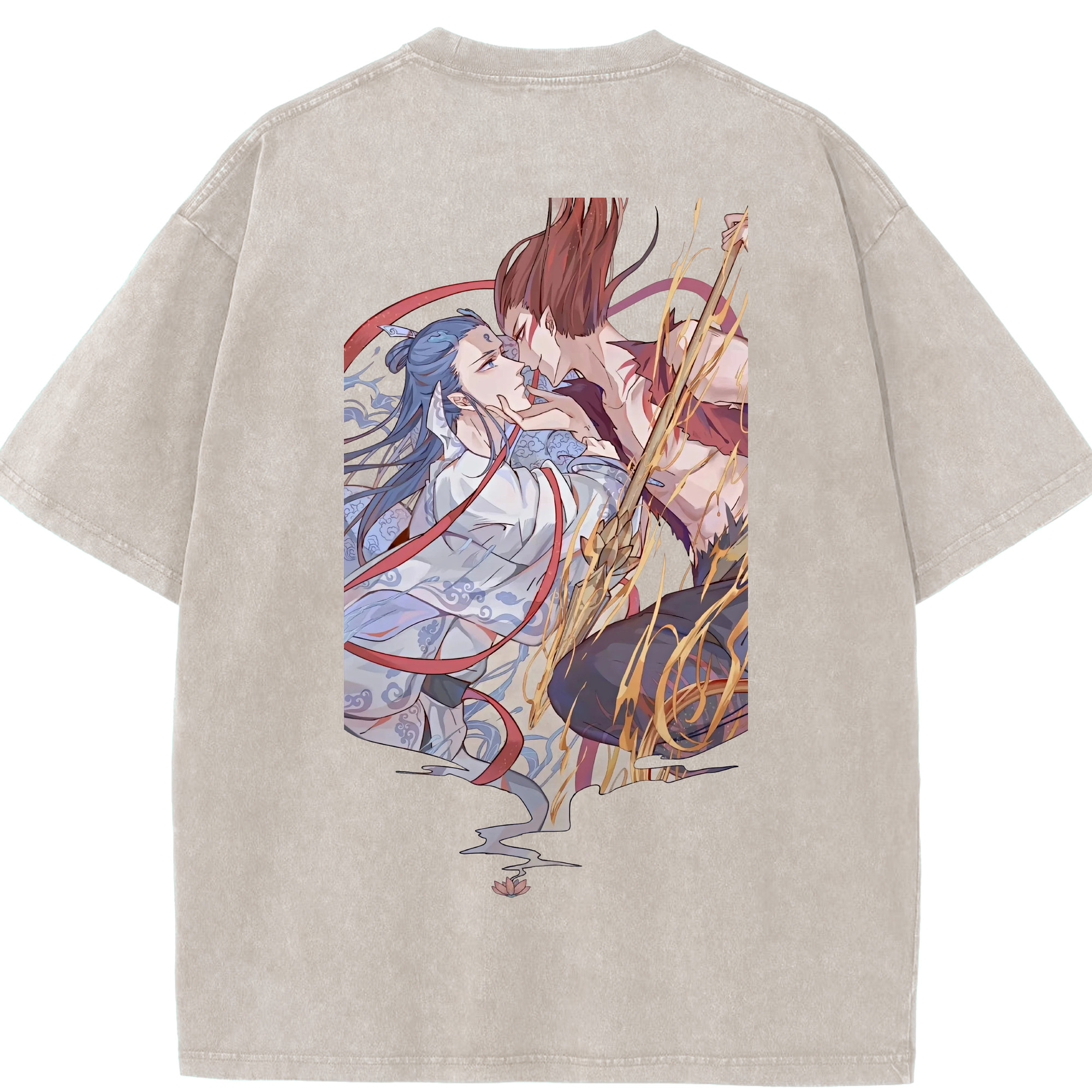 （画像用） Ne Zha 2 ナタ 魔童の大暴れ 綿100% ヴィンテージ風 半袖Tシャツ（背面プリント）