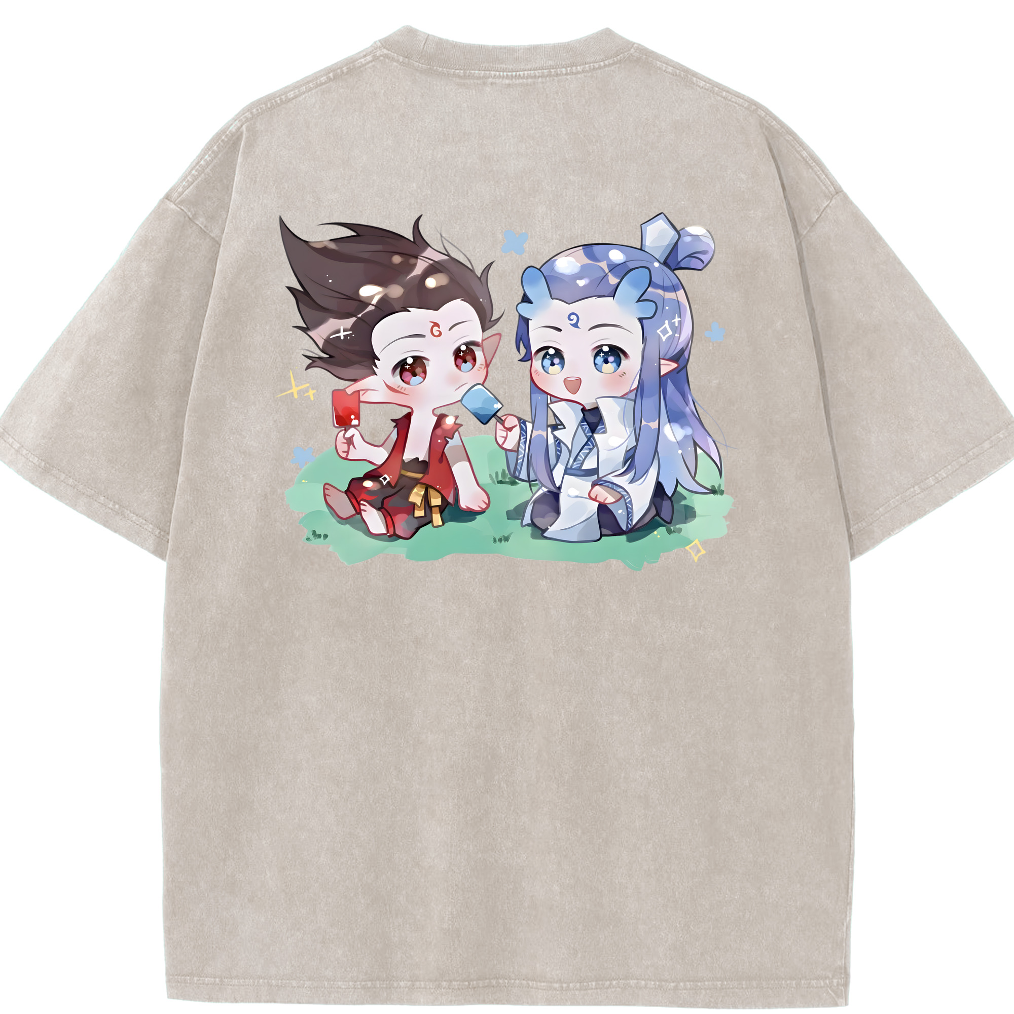 （画像用） Ne Zha 2 ナタ 魔童の大暴れ 綿100% ヴィンテージ風 半袖Tシャツ（背面プリント）