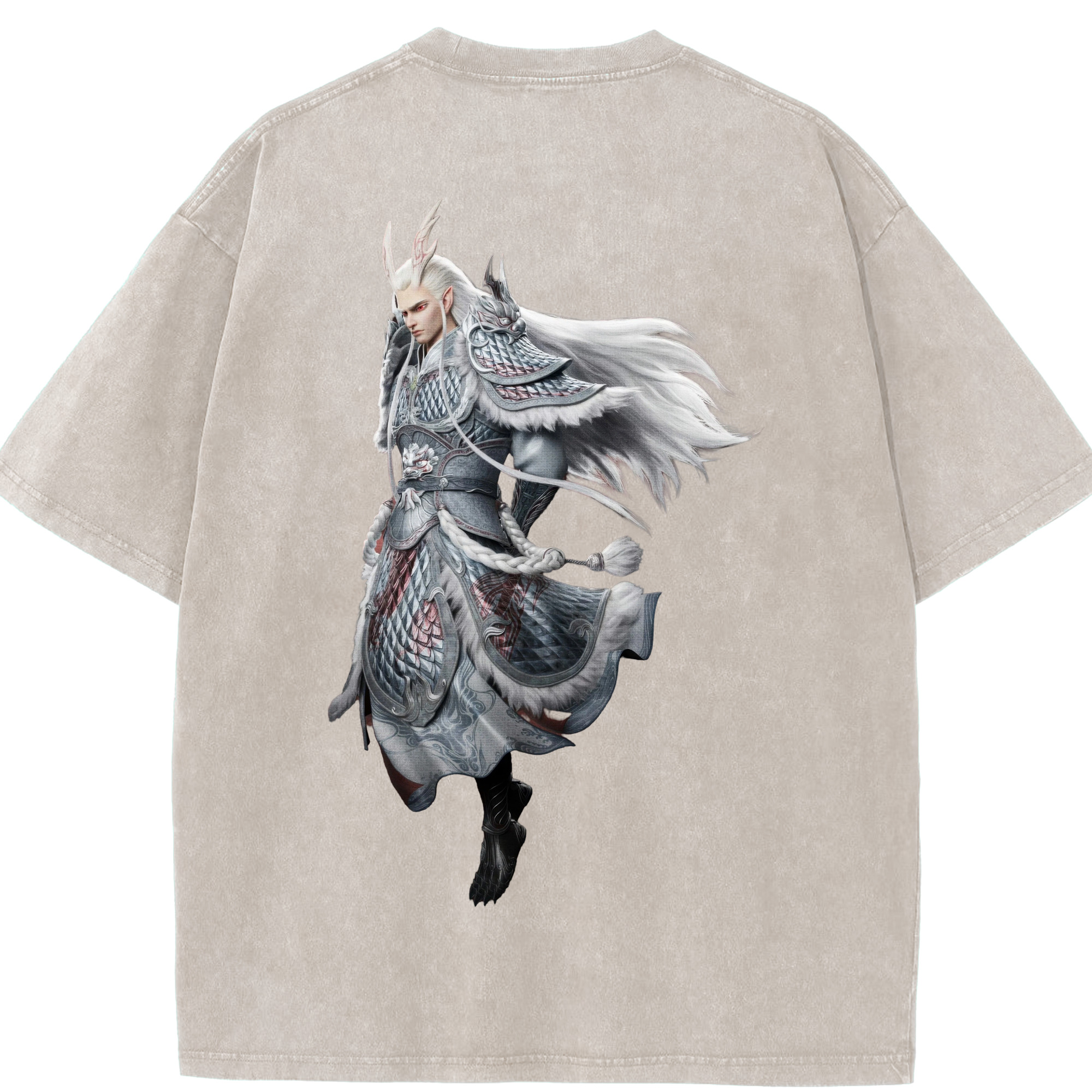 （画像用） Ne Zha 2 ナタ 魔童の大暴れ 綿100% ヴィンテージ風 半袖Tシャツ（背面プリント）
