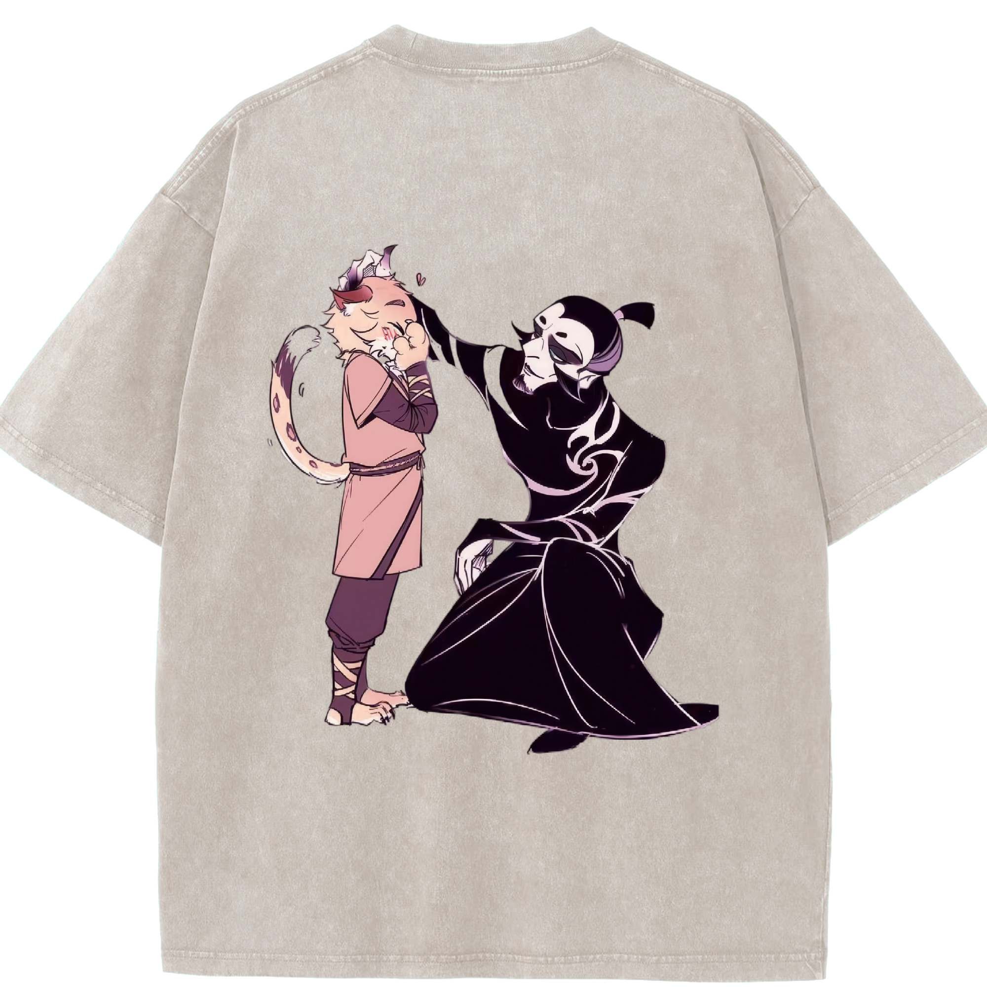 （画像用） Ne Zha 2 ナタ 魔童の大暴れ 綿100% ヴィンテージ風 半袖Tシャツ（背面プリント）
