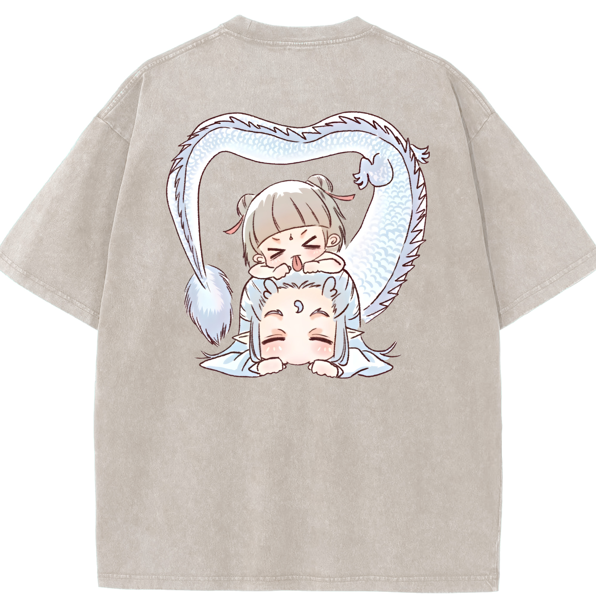 （画像用） Ne Zha 2 ナタ 魔童の大暴れ 綿100% ヴィンテージ風 半袖Tシャツ（背面プリント）