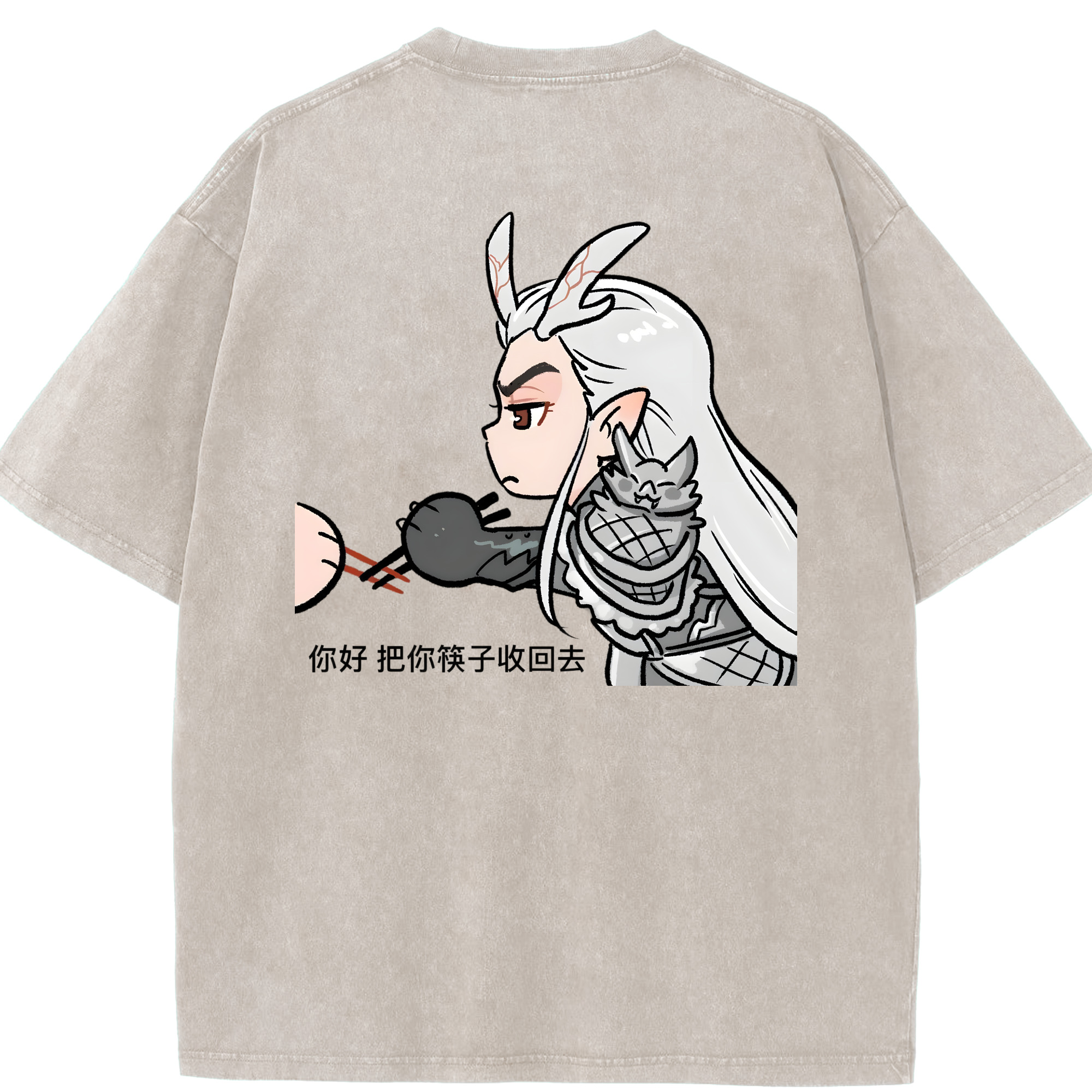 （画像用） Ne Zha 2 ナタ 魔童の大暴れ 綿100% ヴィンテージ風 半袖Tシャツ（背面プリント）