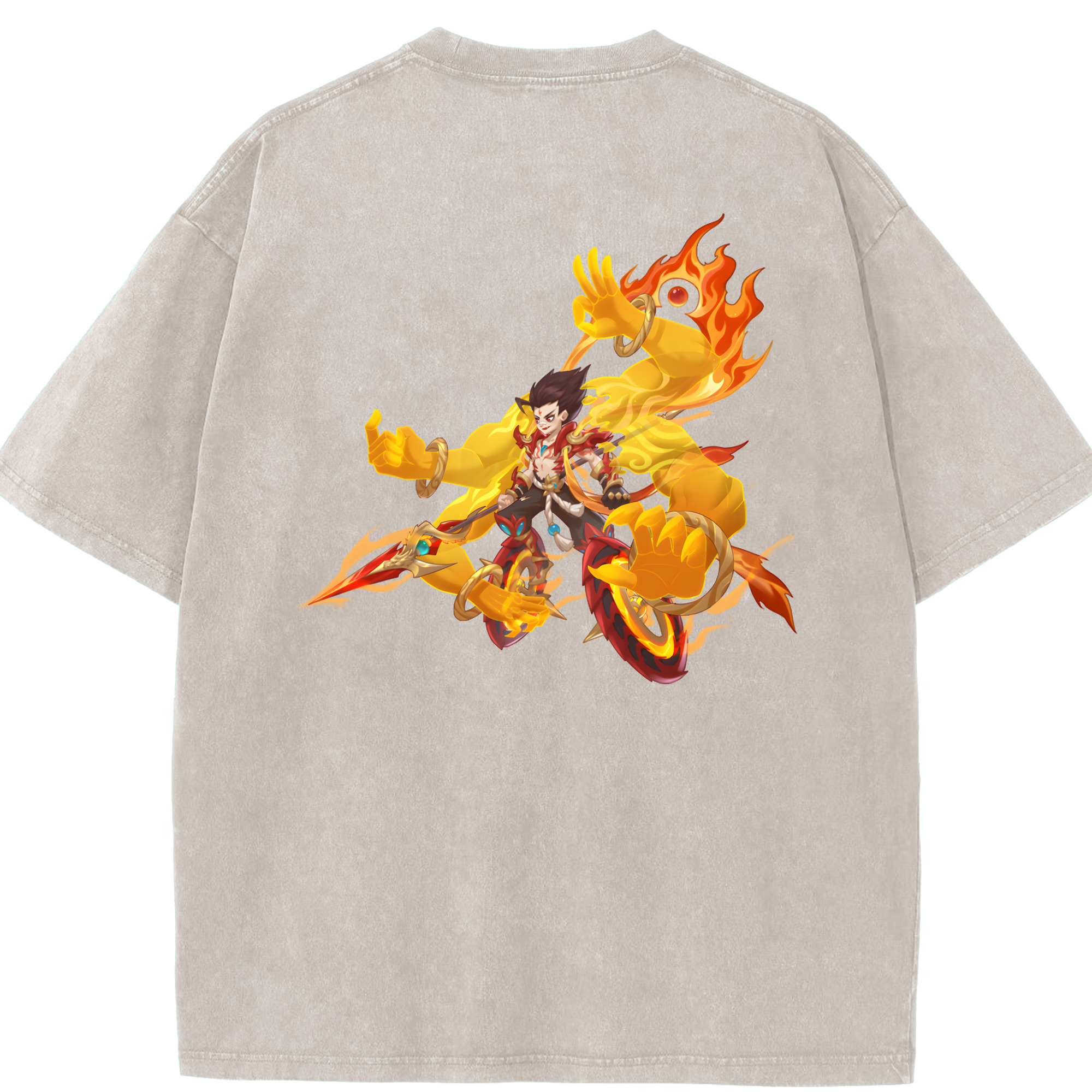 （画像用） Ne Zha 2 ナタ 魔童の大暴れ 綿100% ヴィンテージ風 半袖Tシャツ（背面プリント）