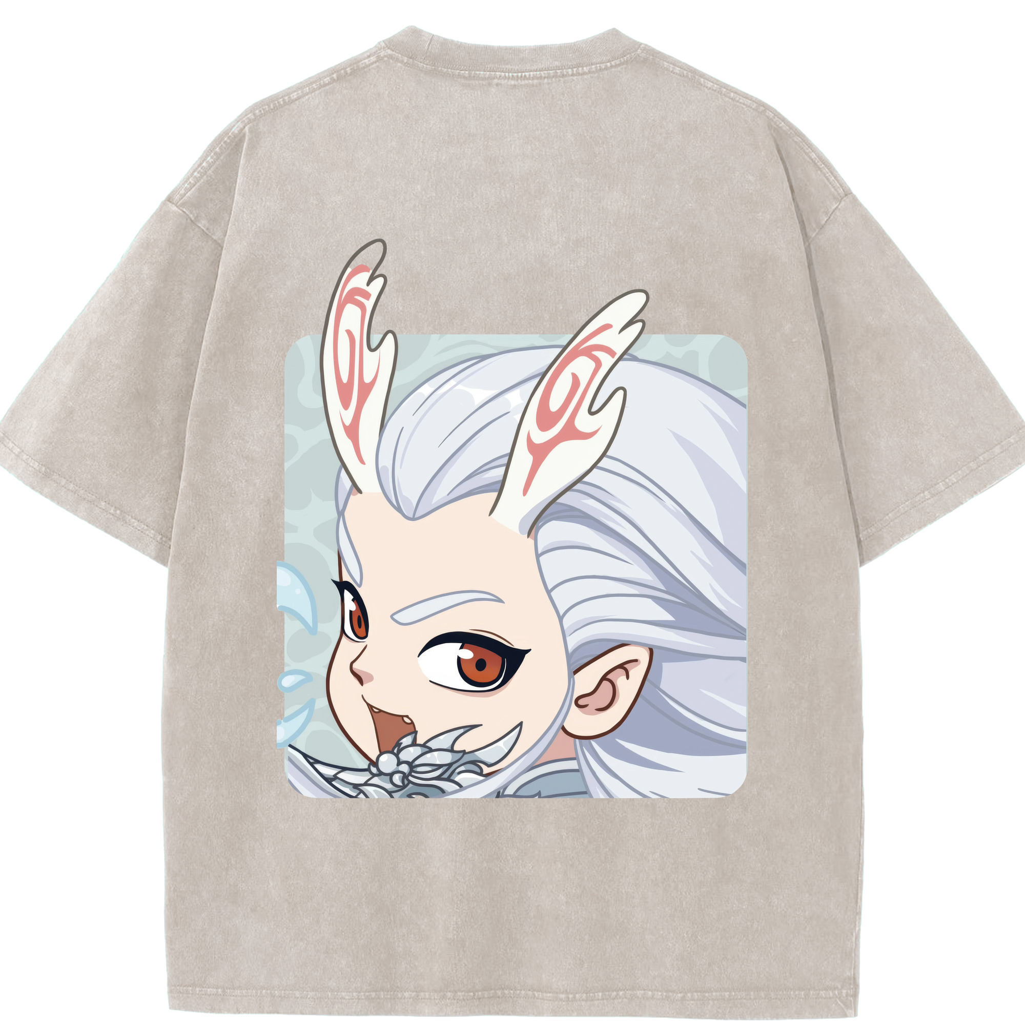 （画像用） Ne Zha 2 ナタ 魔童の大暴れ 綿100% ヴィンテージ風 半袖Tシャツ（背面プリント）
