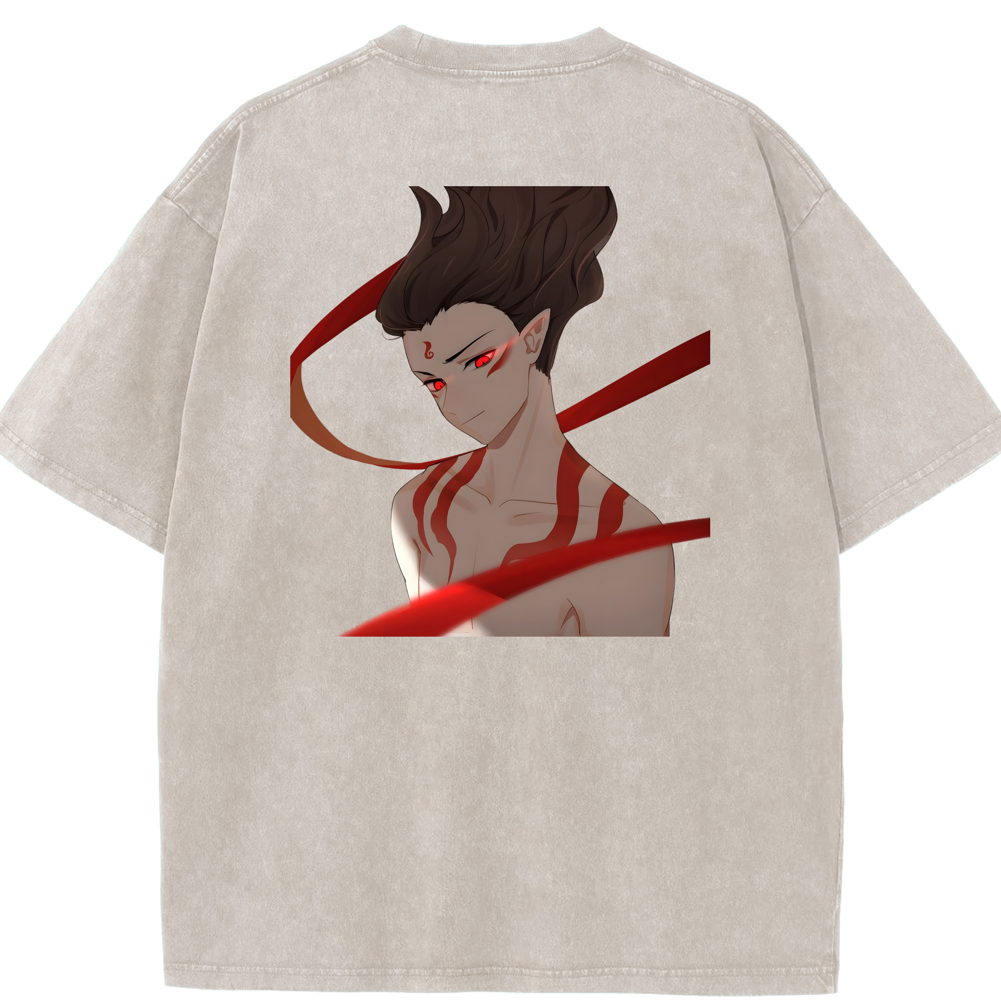 （画像用） Ne Zha 2 ナタ 魔童の大暴れ 綿100% ヴィンテージ風 半袖Tシャツ（背面プリント）