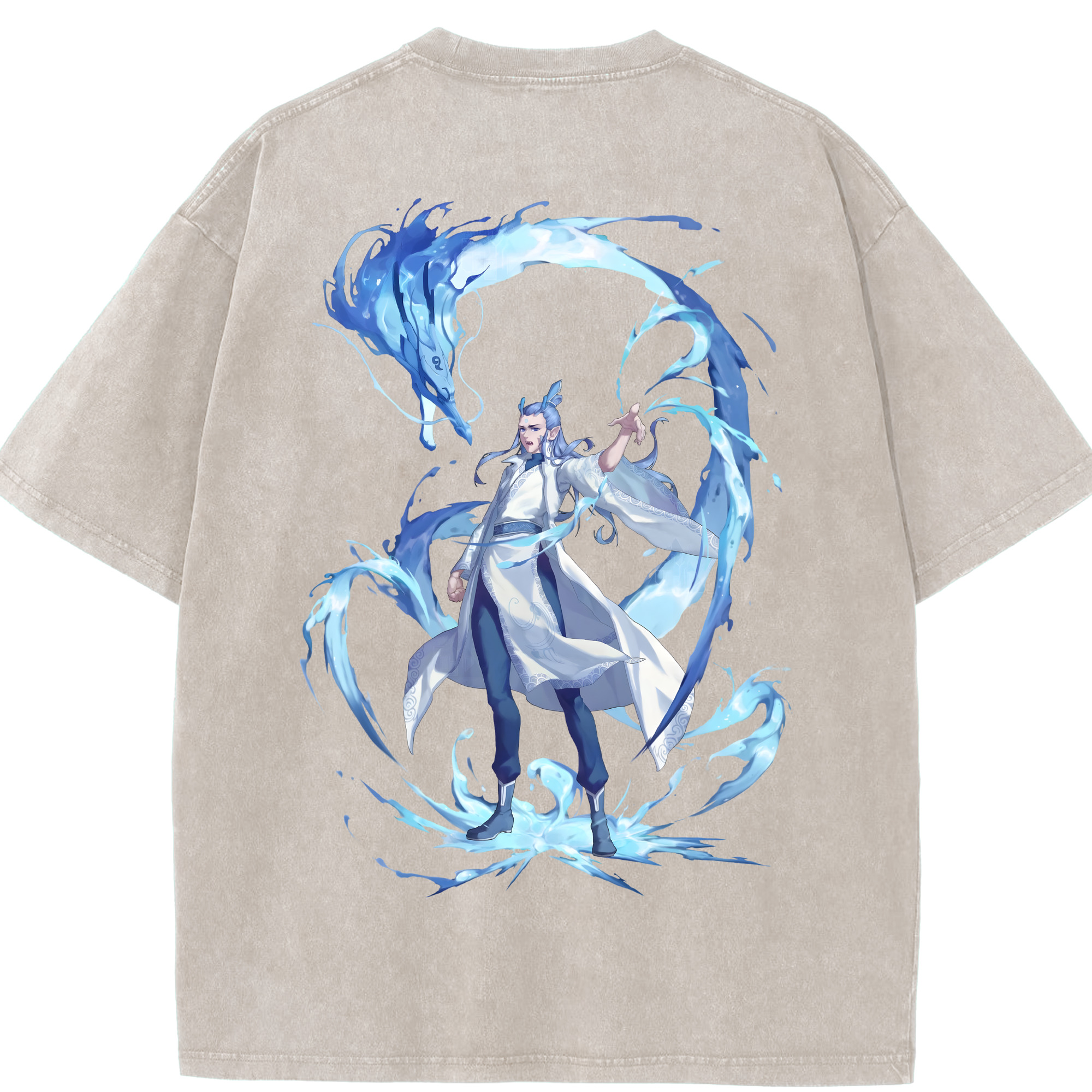 （画像用） Ne Zha 2 ナタ 魔童の大暴れ 綿100% ヴィンテージ風 半袖Tシャツ（背面プリント）