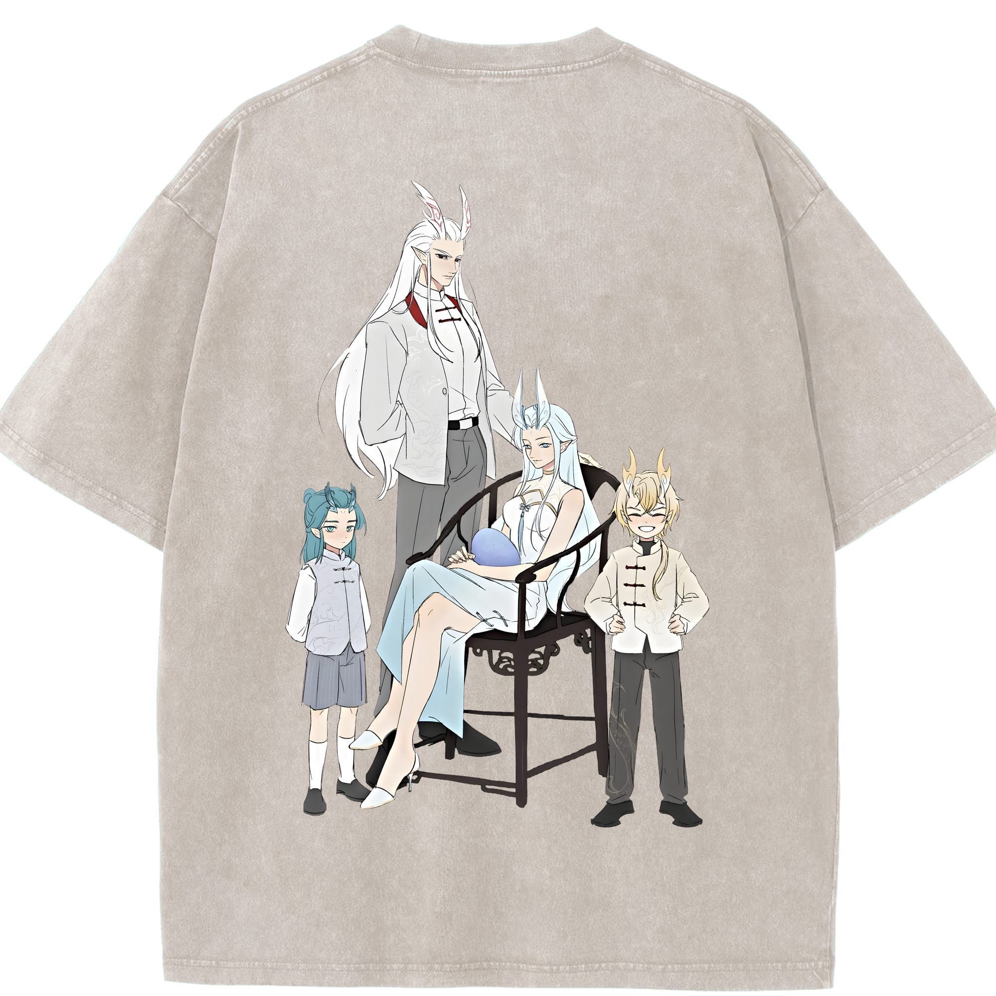 （画像用） Ne Zha 2 ナタ 魔童の大暴れ 綿100% ヴィンテージ風 半袖Tシャツ（背面プリント）