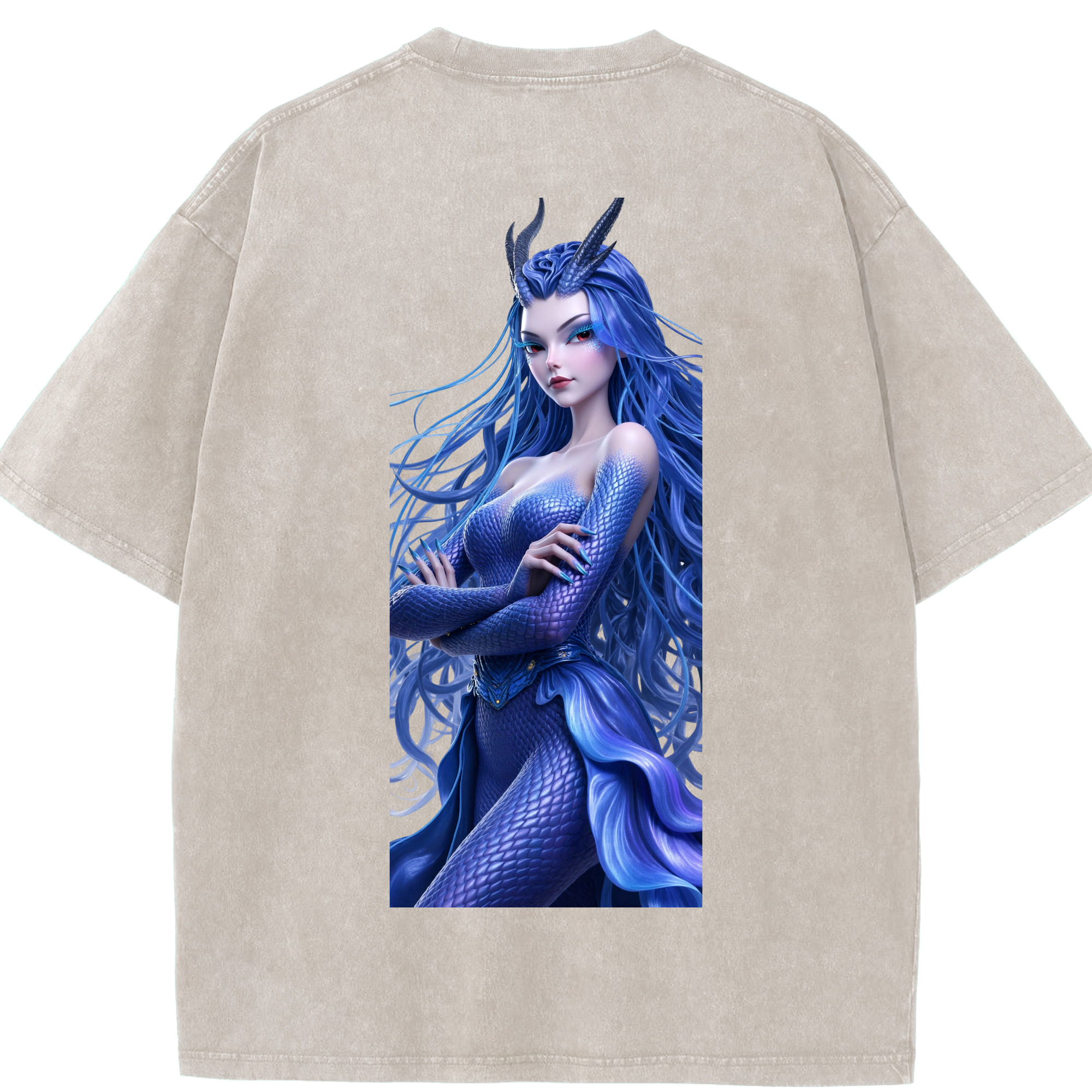（画像用） Ne Zha 2 ナタ 魔童の大暴れ 綿100% ヴィンテージ風 半袖Tシャツ（背面プリント）