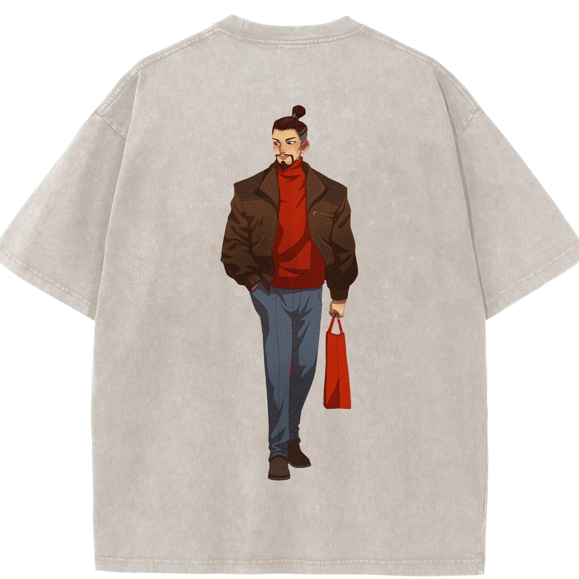 （画像用） Ne Zha 2 ナタ 魔童の大暴れ 綿100% ヴィンテージ風 半袖Tシャツ（背面プリント）