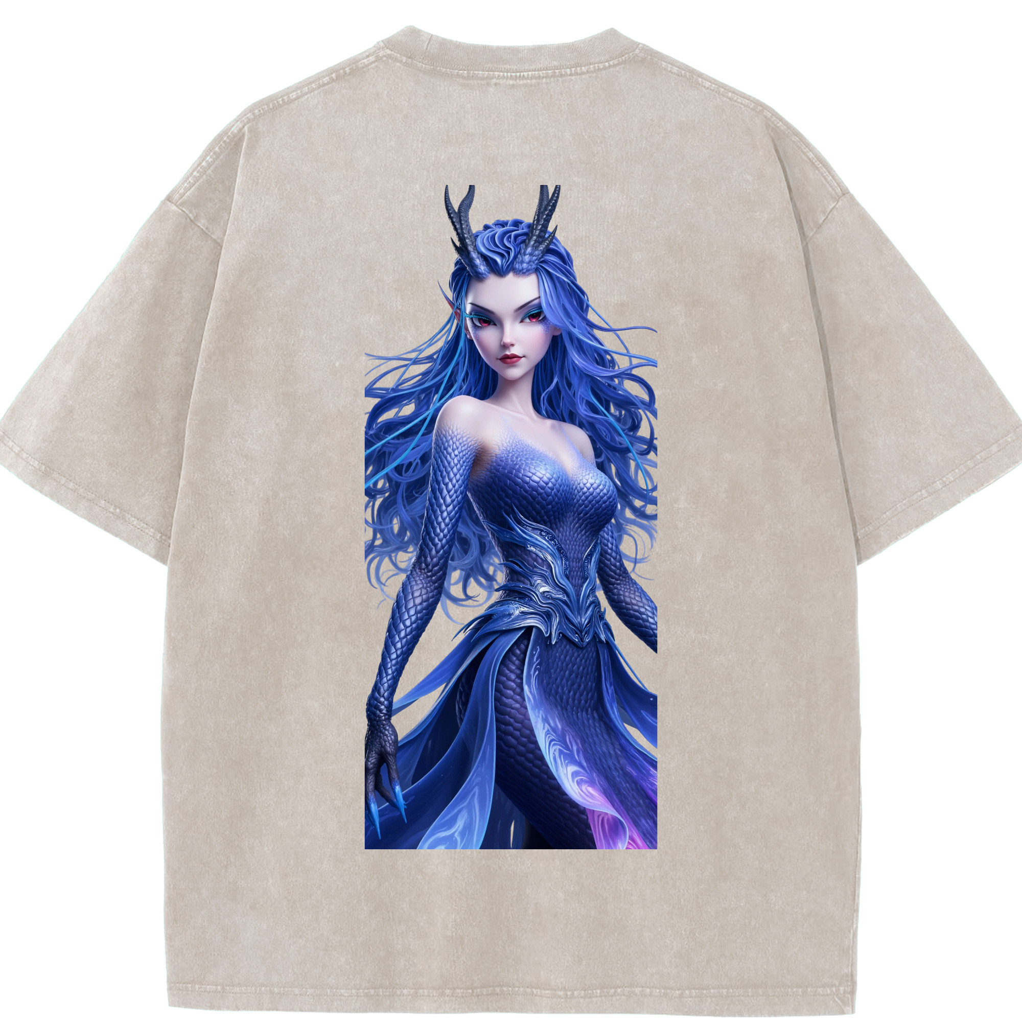 （画像用） Ne Zha 2 ナタ 魔童の大暴れ 綿100% ヴィンテージ風 半袖Tシャツ（背面プリント）