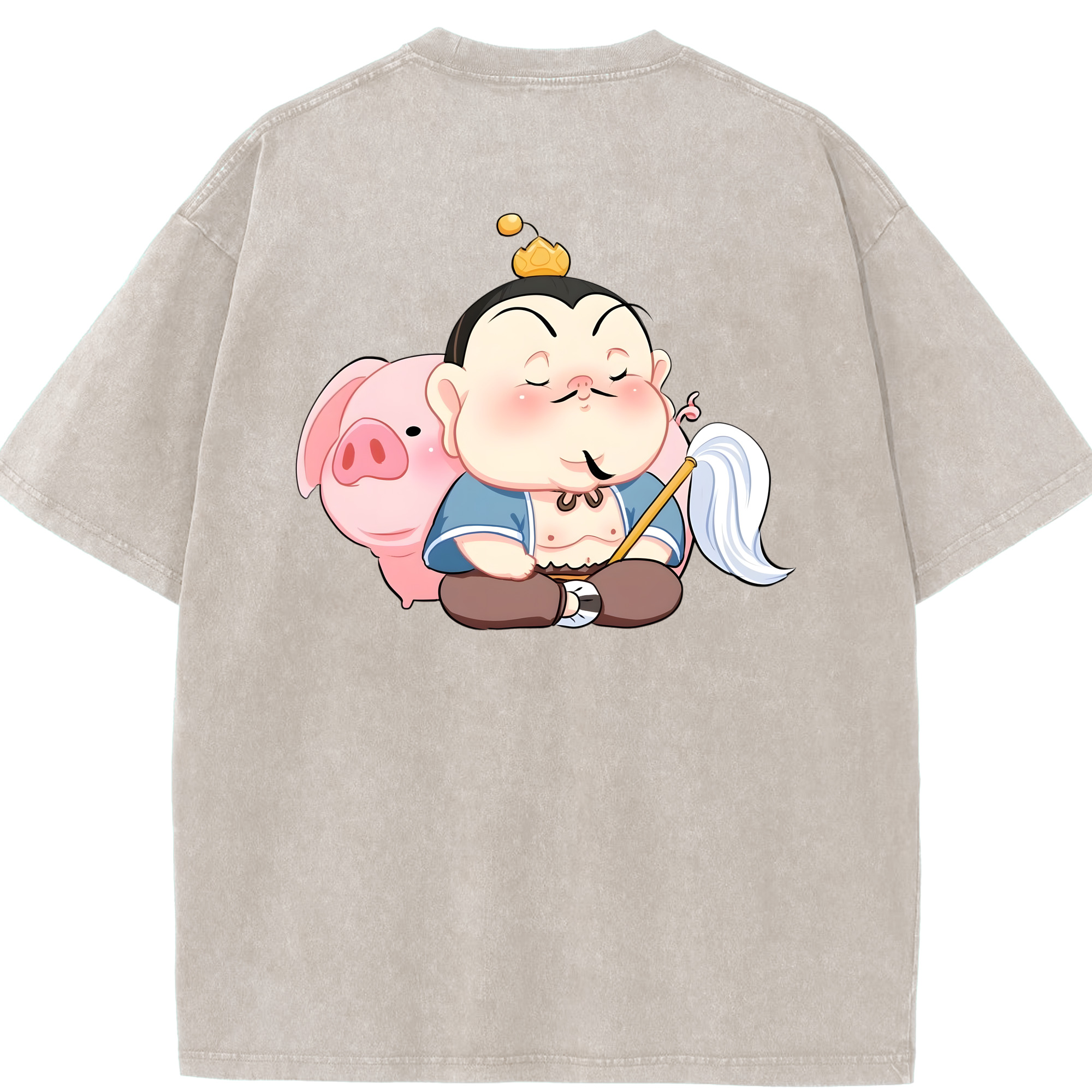 （画像用） Ne Zha 2 ナタ 魔童の大暴れ 綿100% ヴィンテージ風 半袖Tシャツ（背面プリント）