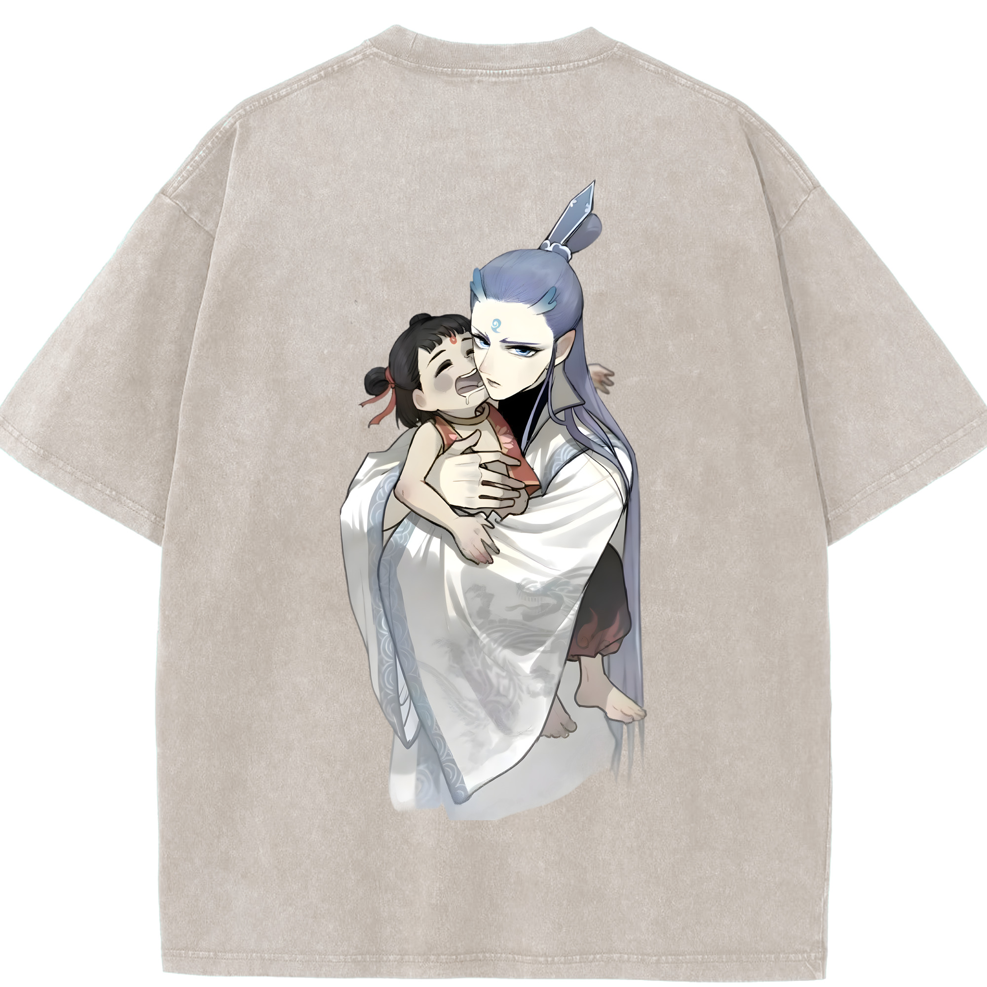 （画像用） Ne Zha 2 ナタ 魔童の大暴れ 綿100% ヴィンテージ風 半袖Tシャツ（背面プリント）