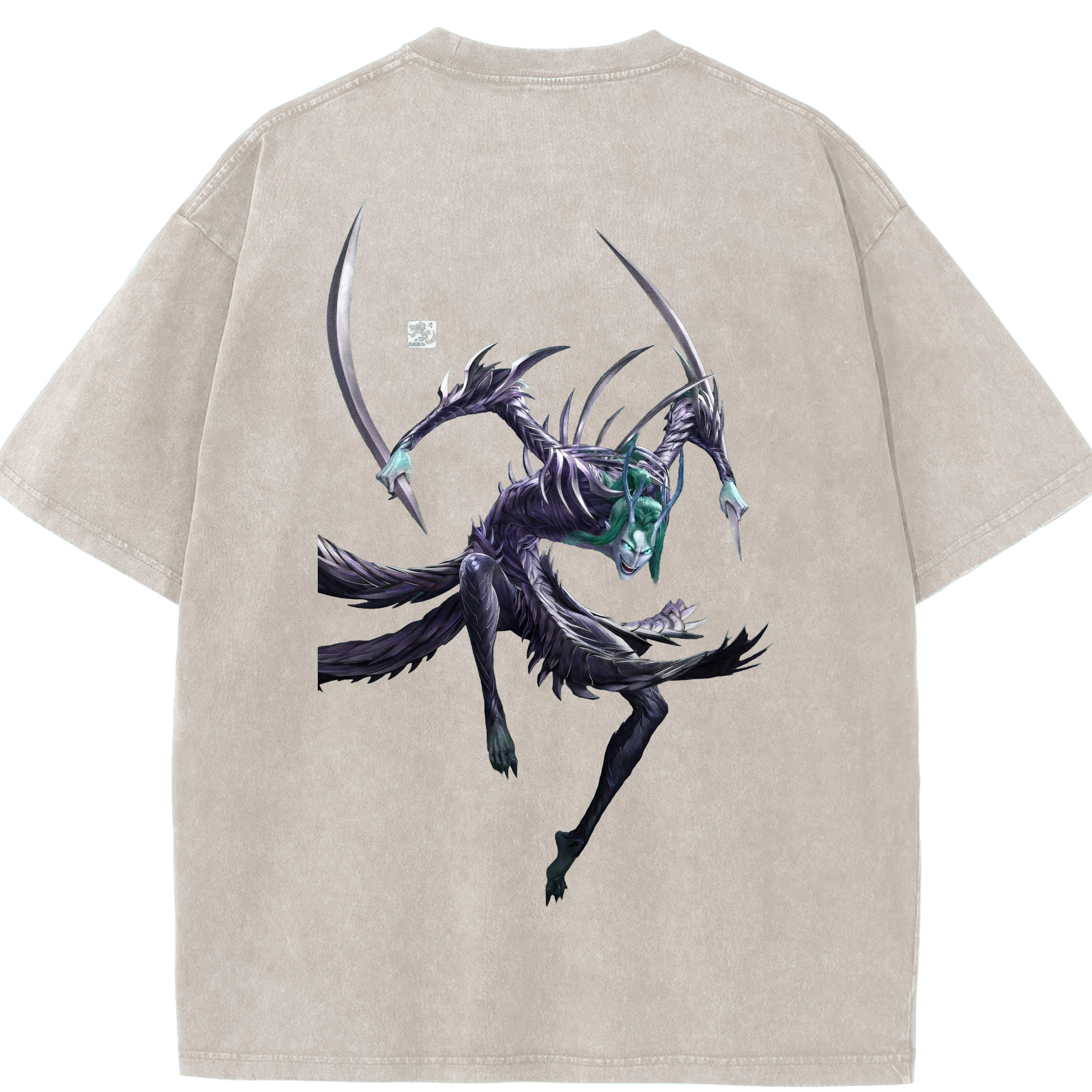 （画像用） Ne Zha 2 ナタ 魔童の大暴れ 綿100% ヴィンテージ風 半袖Tシャツ（背面プリント）