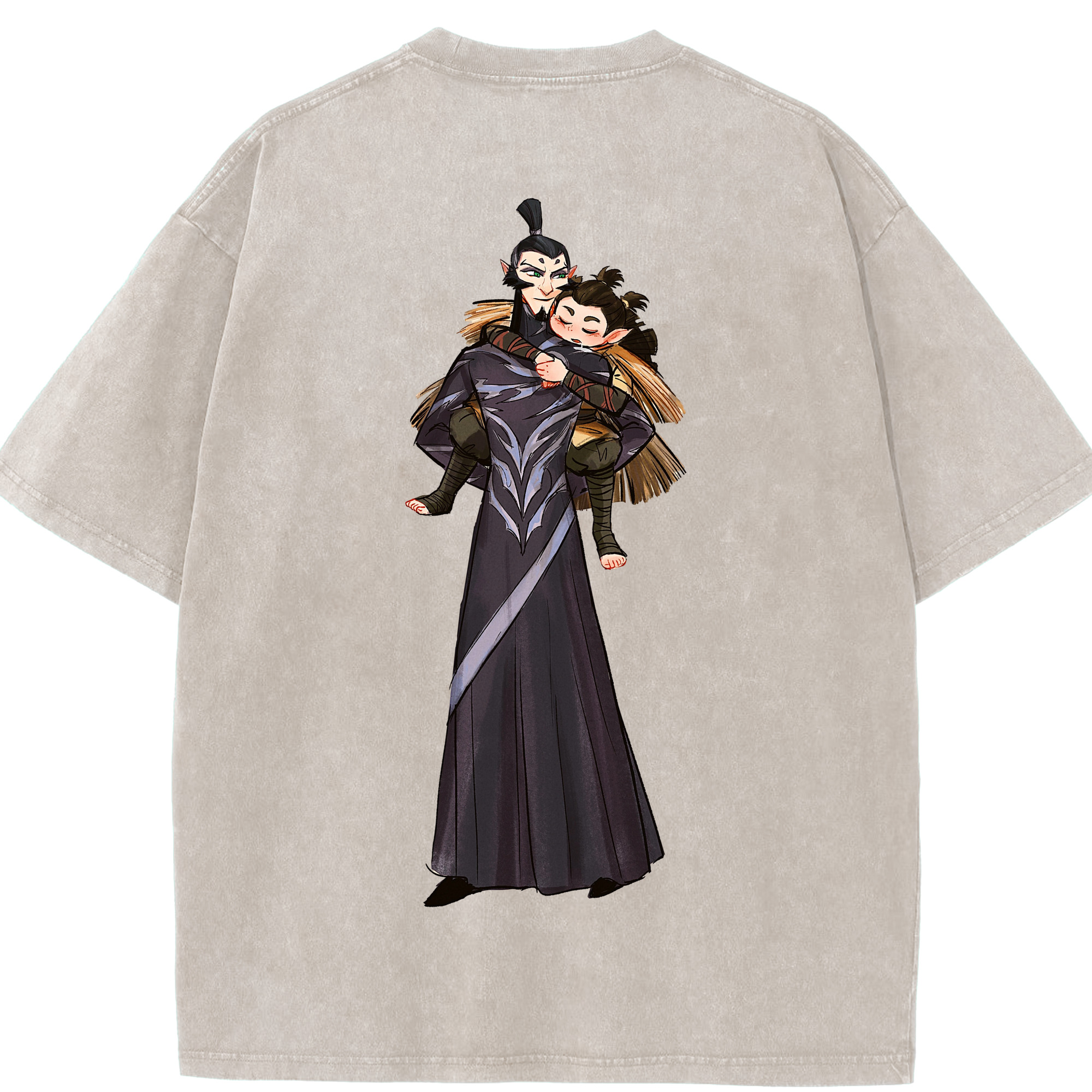 （画像用） Ne Zha 2 ナタ 魔童の大暴れ 綿100% ヴィンテージ風 半袖Tシャツ（背面プリント）