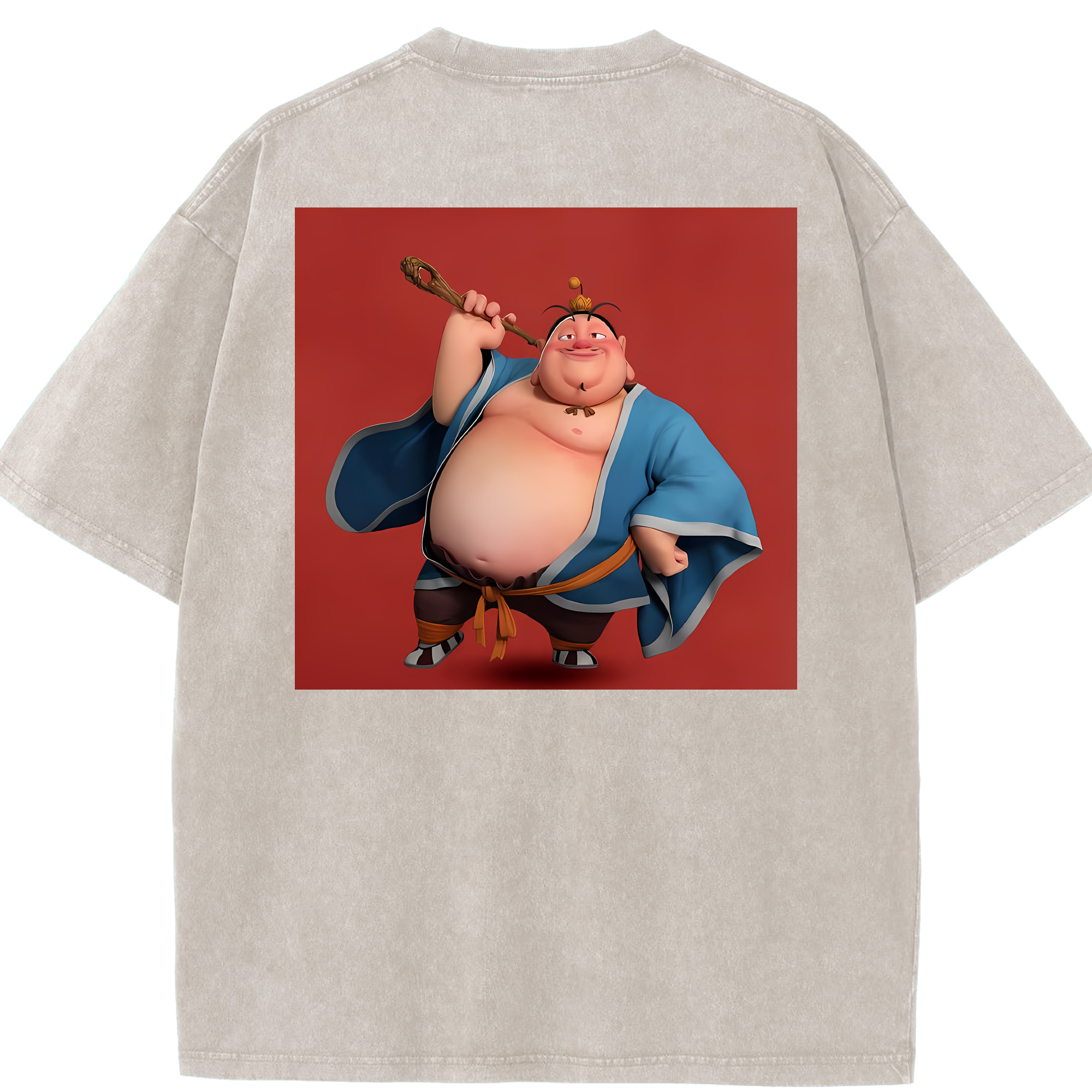 （画像用） Ne Zha 2 ナタ 魔童の大暴れ 綿100% ヴィンテージ風 半袖Tシャツ（背面プリント）
