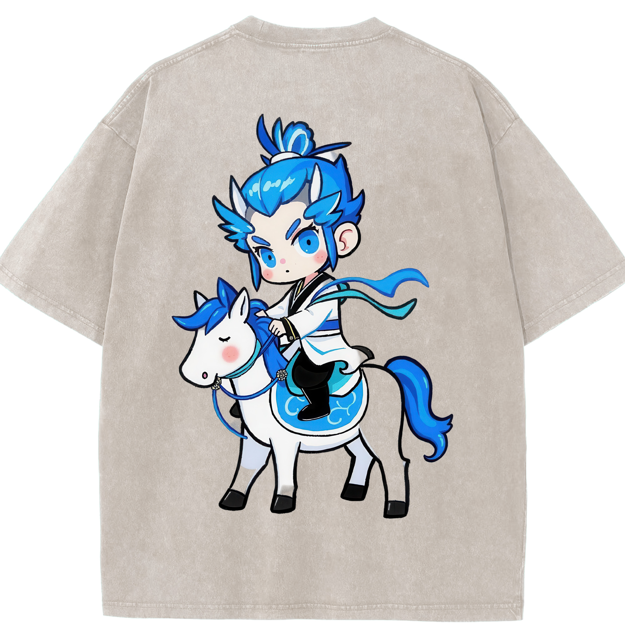 （画像用） Ne Zha 2 ナタ 魔童の大暴れ 綿100% ヴィンテージ風 半袖Tシャツ（背面プリント）
