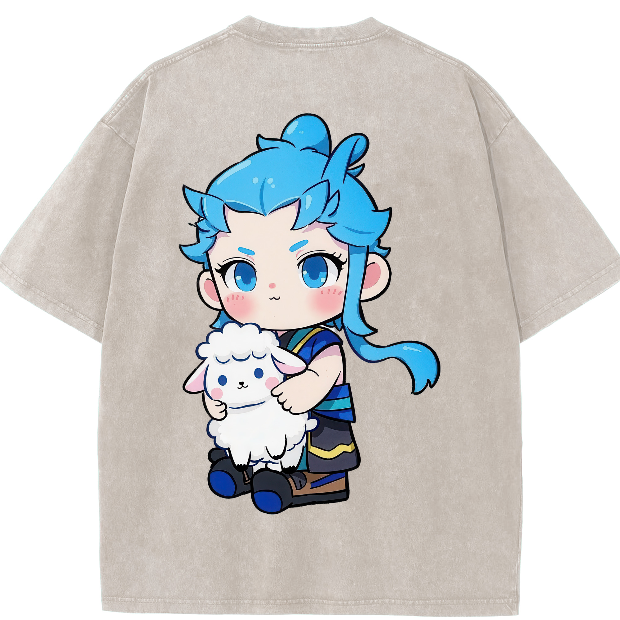（画像用） Ne Zha 2 ナタ 魔童の大暴れ 綿100% ヴィンテージ風 半袖Tシャツ（背面プリント）
