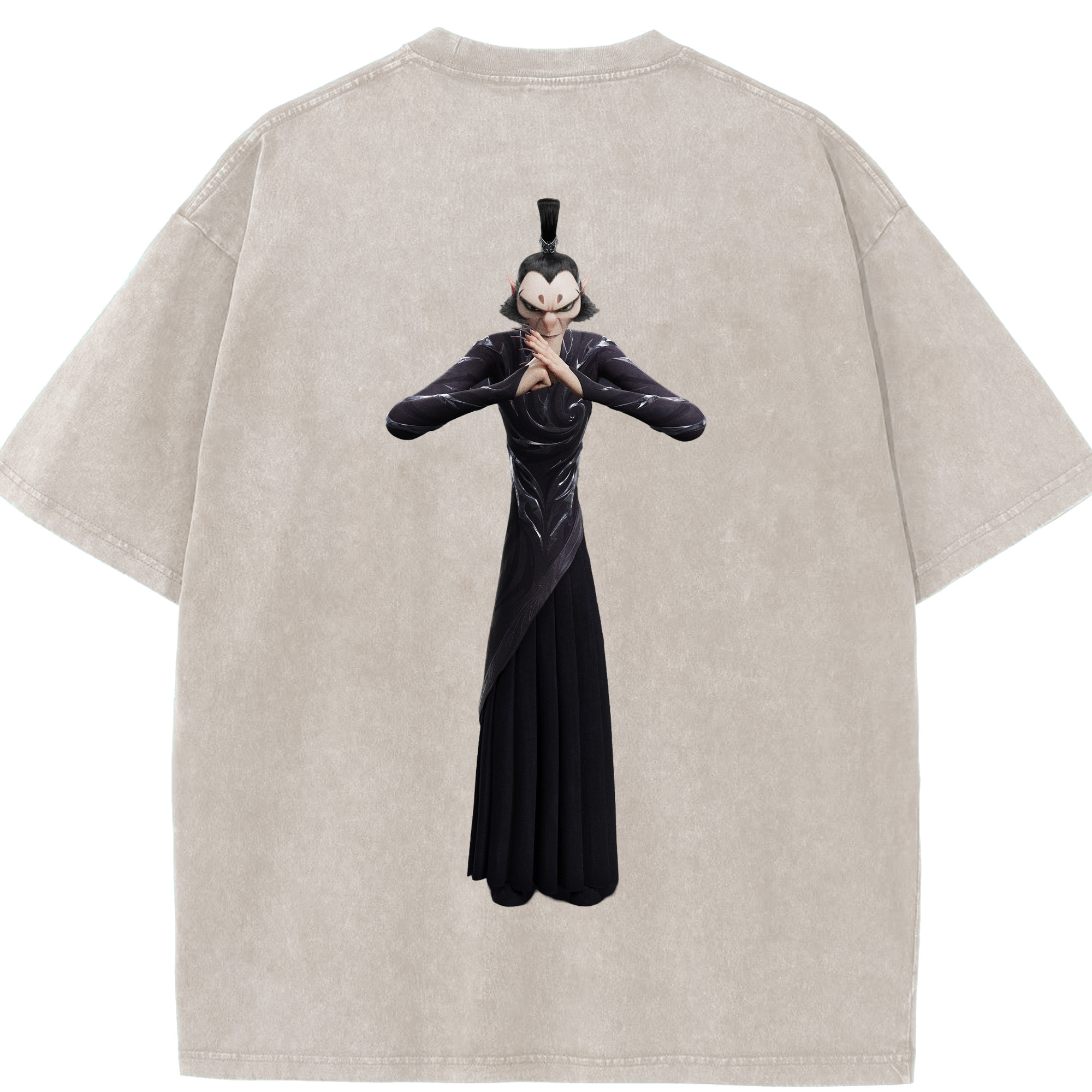 （画像用） Ne Zha 2 ナタ 魔童の大暴れ 綿100% ヴィンテージ風 半袖Tシャツ（背面プリント）