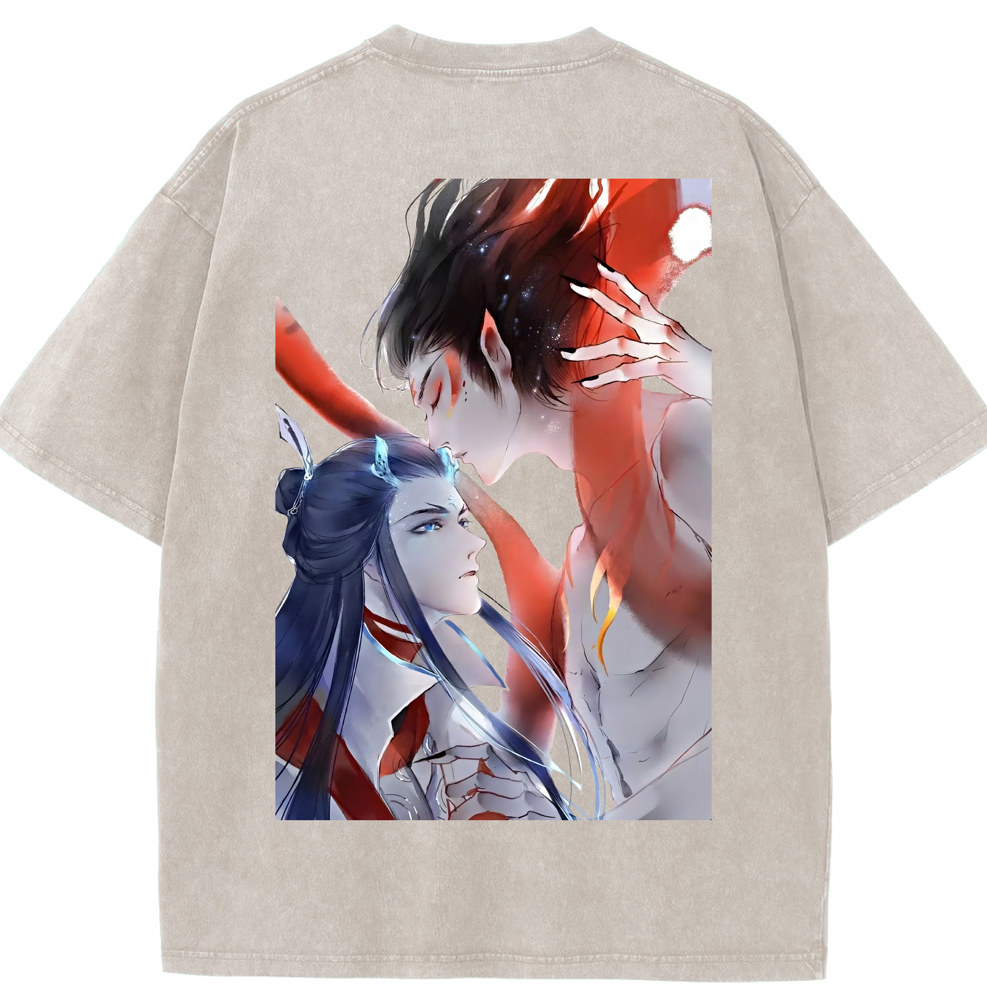 （画像用） Ne Zha 2 ナタ 魔童の大暴れ 綿100% ヴィンテージ風 半袖Tシャツ（背面プリント）