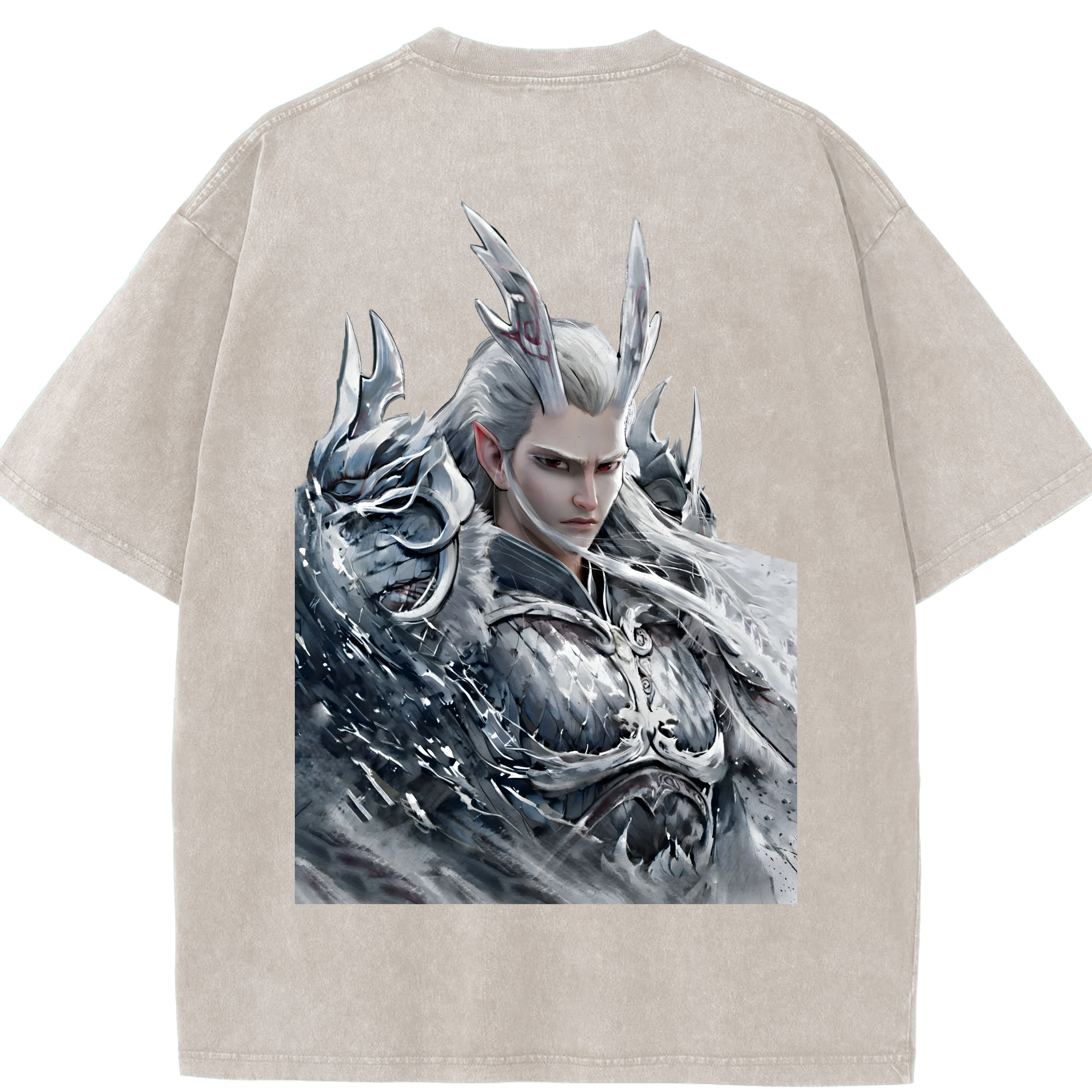 （画像用） Ne Zha 2 ナタ 魔童の大暴れ 綿100% ヴィンテージ風 半袖Tシャツ（背面プリント）