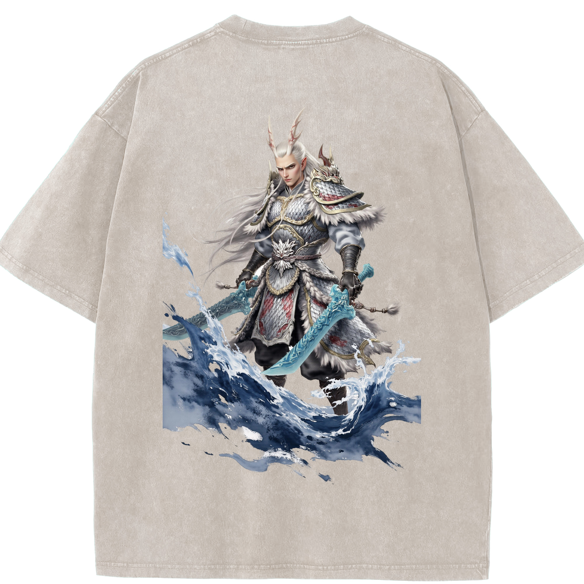 （画像用） Ne Zha 2 ナタ 魔童の大暴れ 綿100% ヴィンテージ風 半袖Tシャツ（背面プリント）