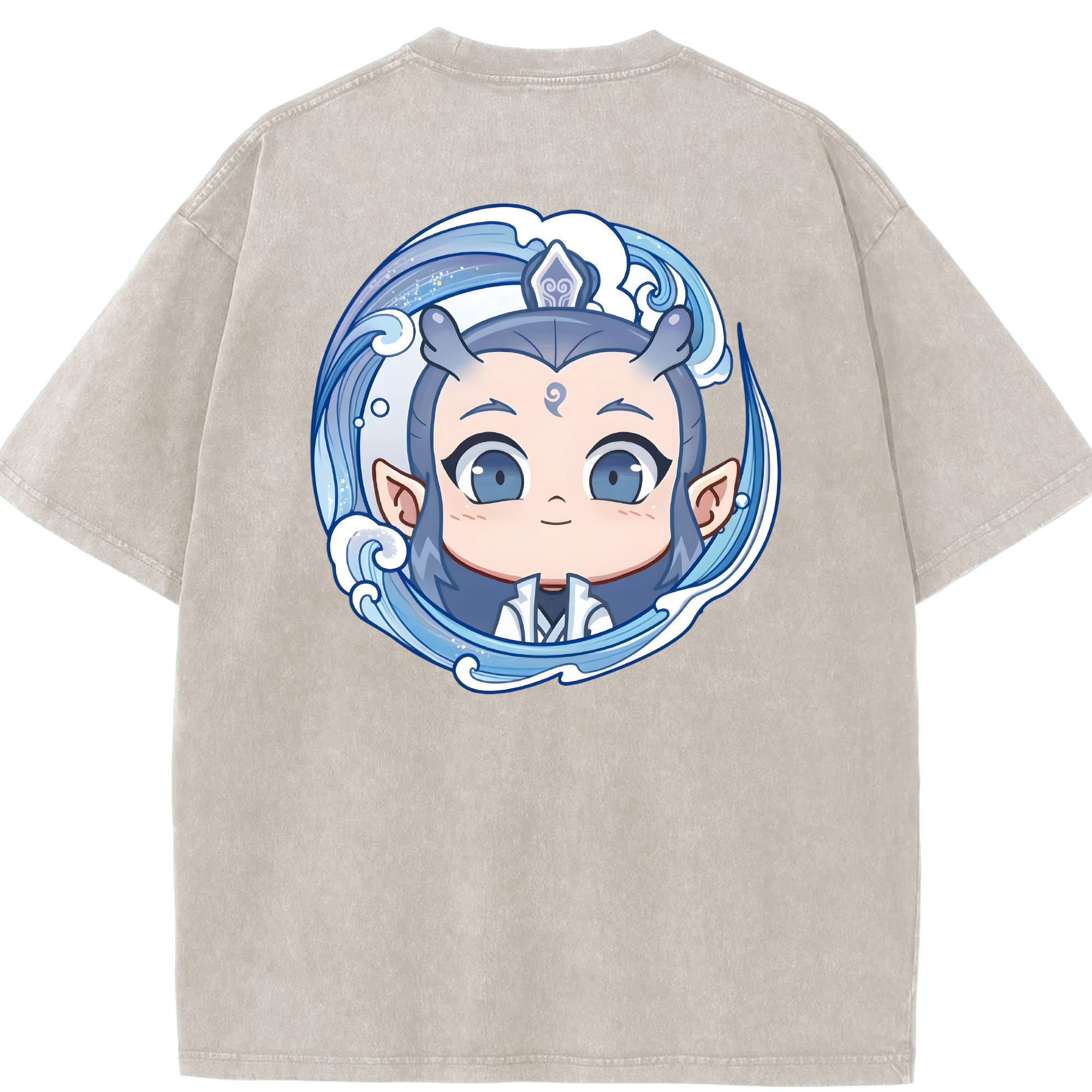 （画像用） Ne Zha 2 ナタ 魔童の大暴れ 綿100% ヴィンテージ風 半袖Tシャツ（背面プリント）
