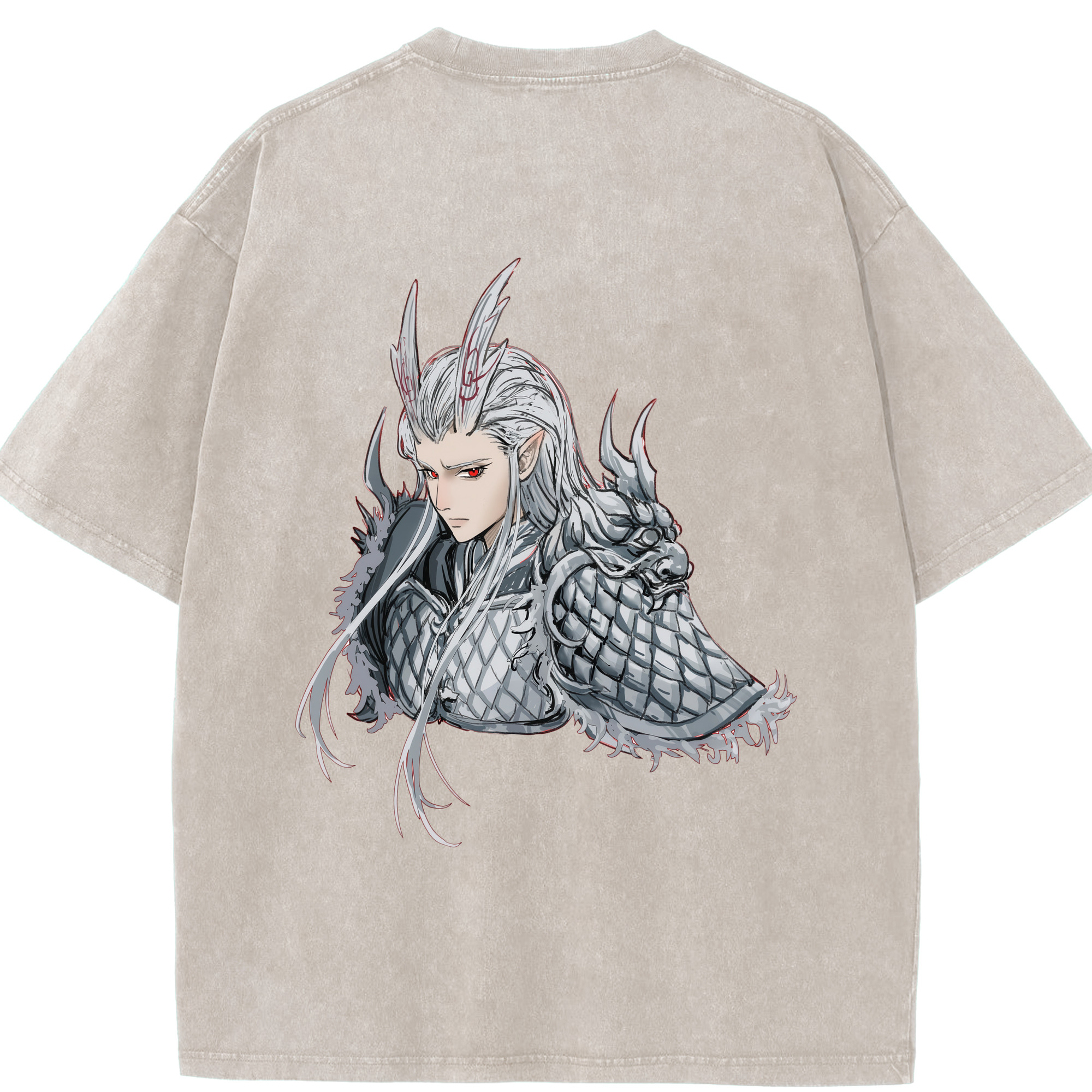 （画像用） Ne Zha 2 ナタ 魔童の大暴れ 綿100% ヴィンテージ風 半袖Tシャツ（背面プリント）