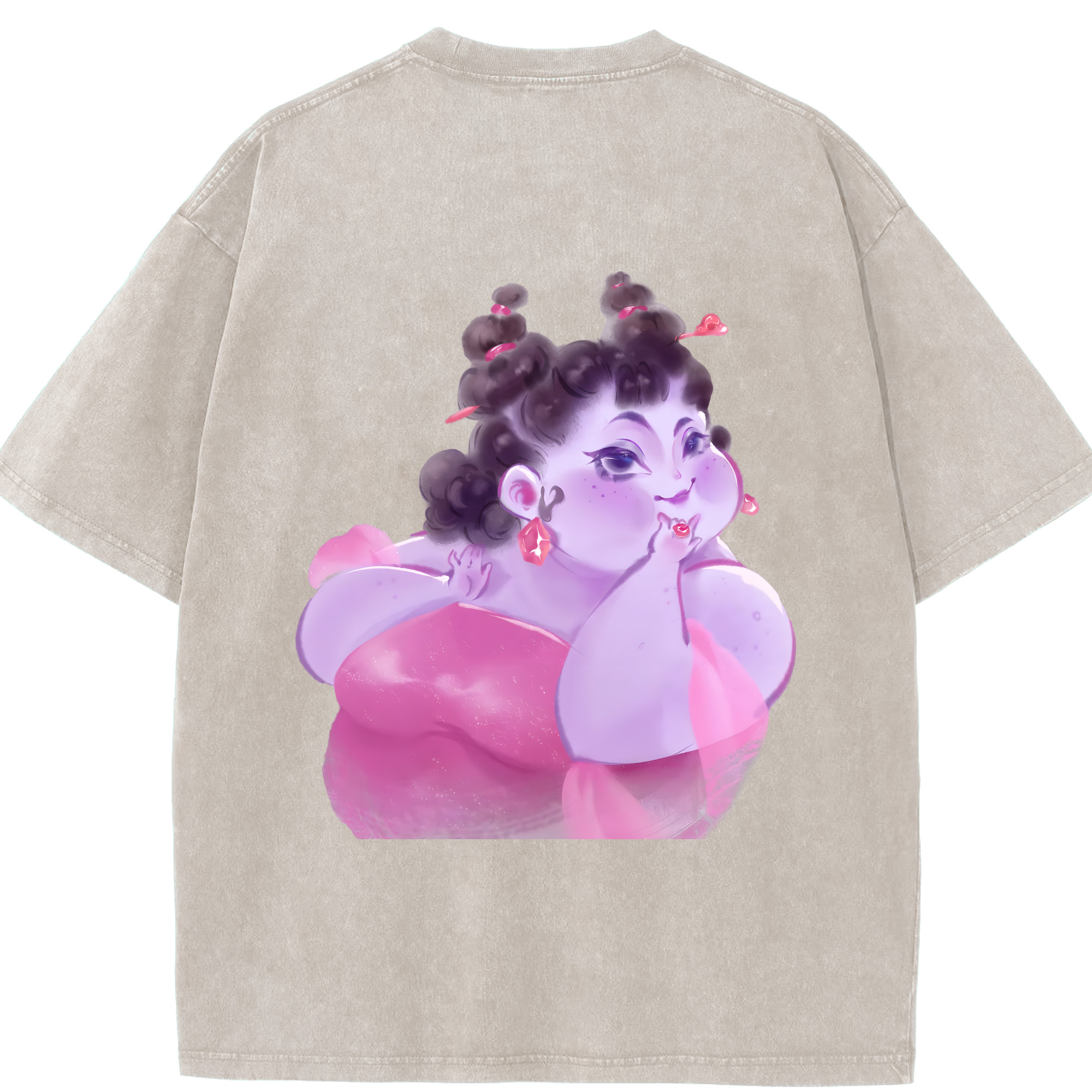 （画像用） Ne Zha 2 ナタ 魔童の大暴れ 綿100% ヴィンテージ風 半袖Tシャツ（背面プリント）