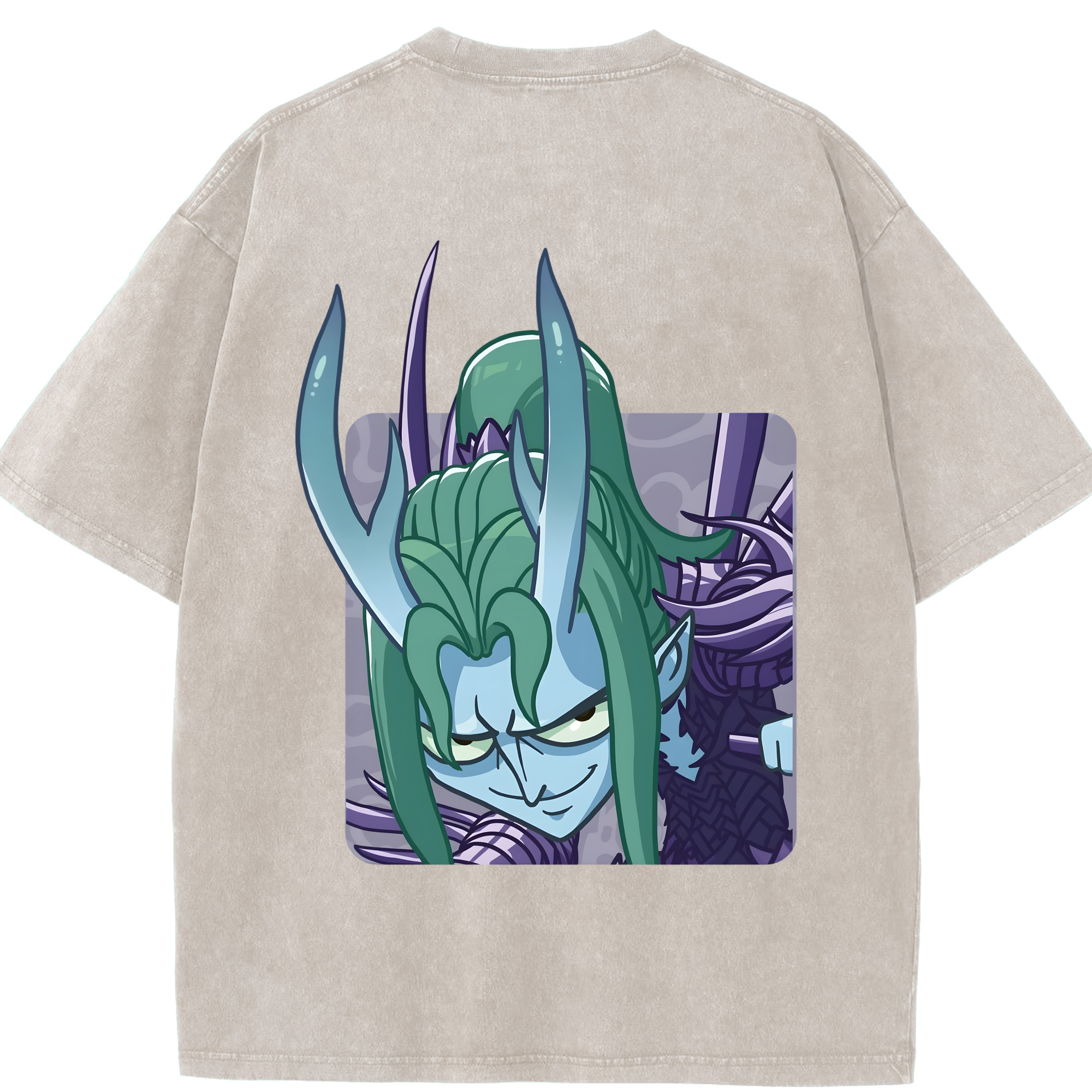 （画像用） Ne Zha 2 ナタ 魔童の大暴れ 綿100% ヴィンテージ風 半袖Tシャツ（背面プリント）