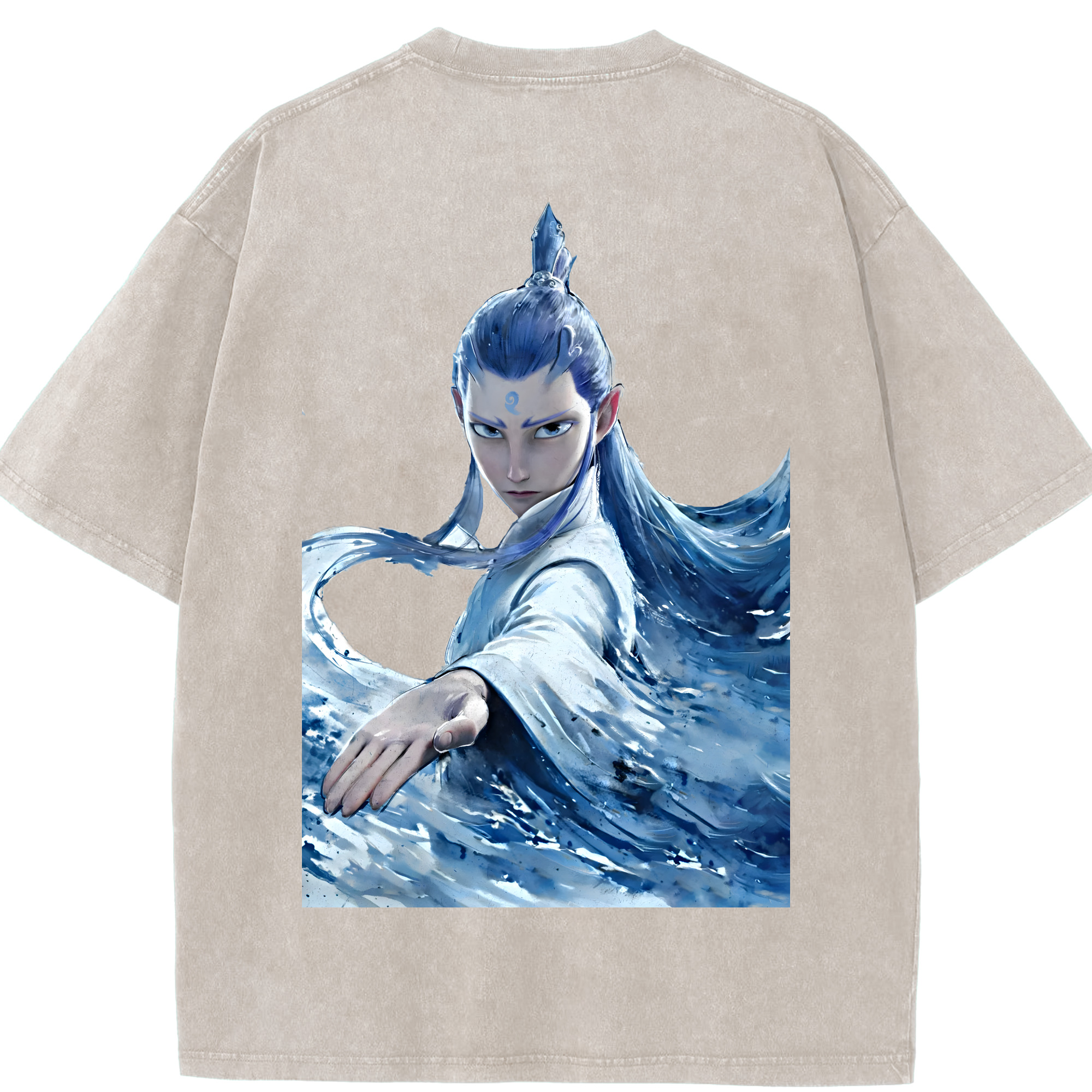 （画像用） Ne Zha 2 ナタ 魔童の大暴れ 綿100% ヴィンテージ風 半袖Tシャツ（背面プリント）