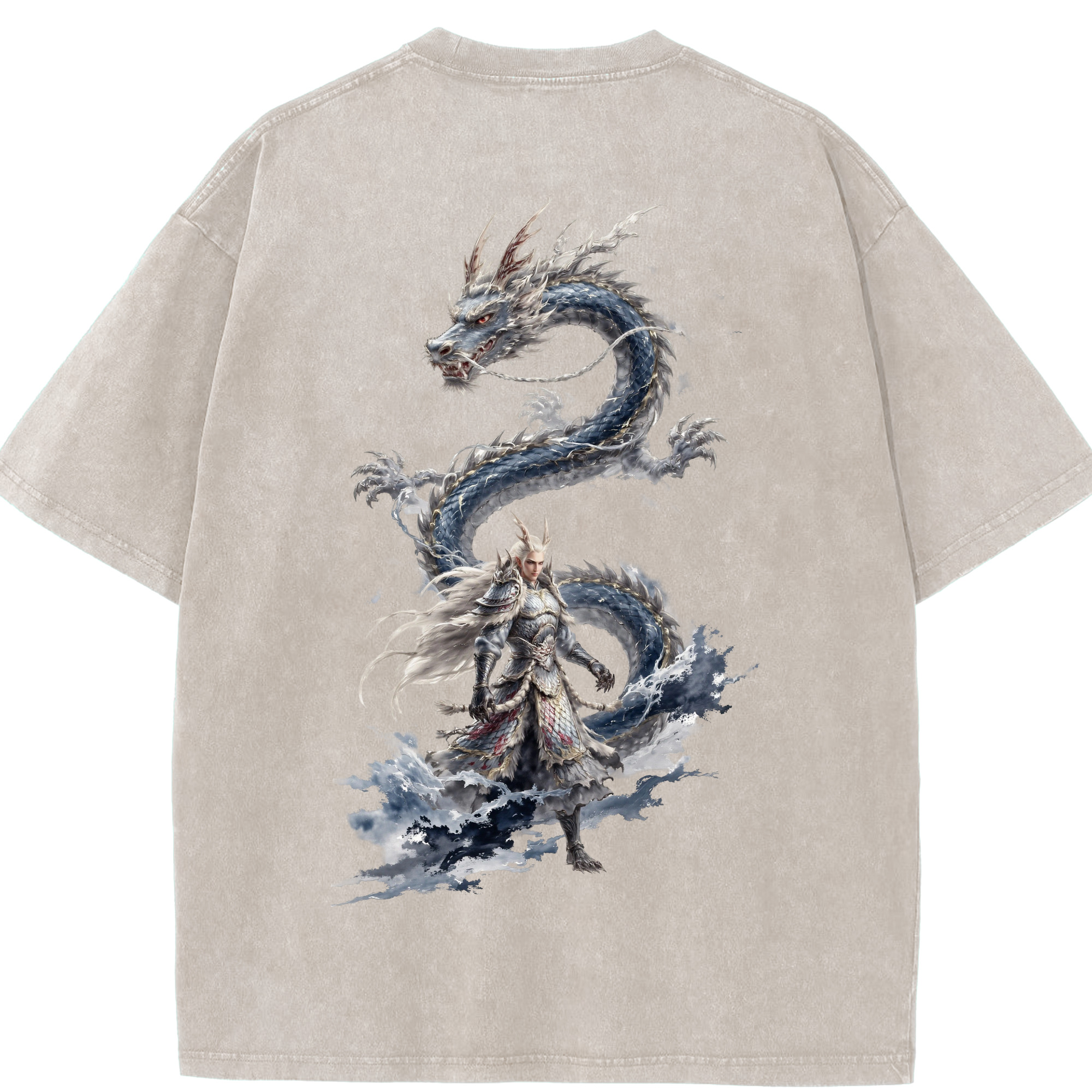 （画像用） Ne Zha 2 ナタ 魔童の大暴れ 綿100% ヴィンテージ風 半袖Tシャツ（背面プリント）