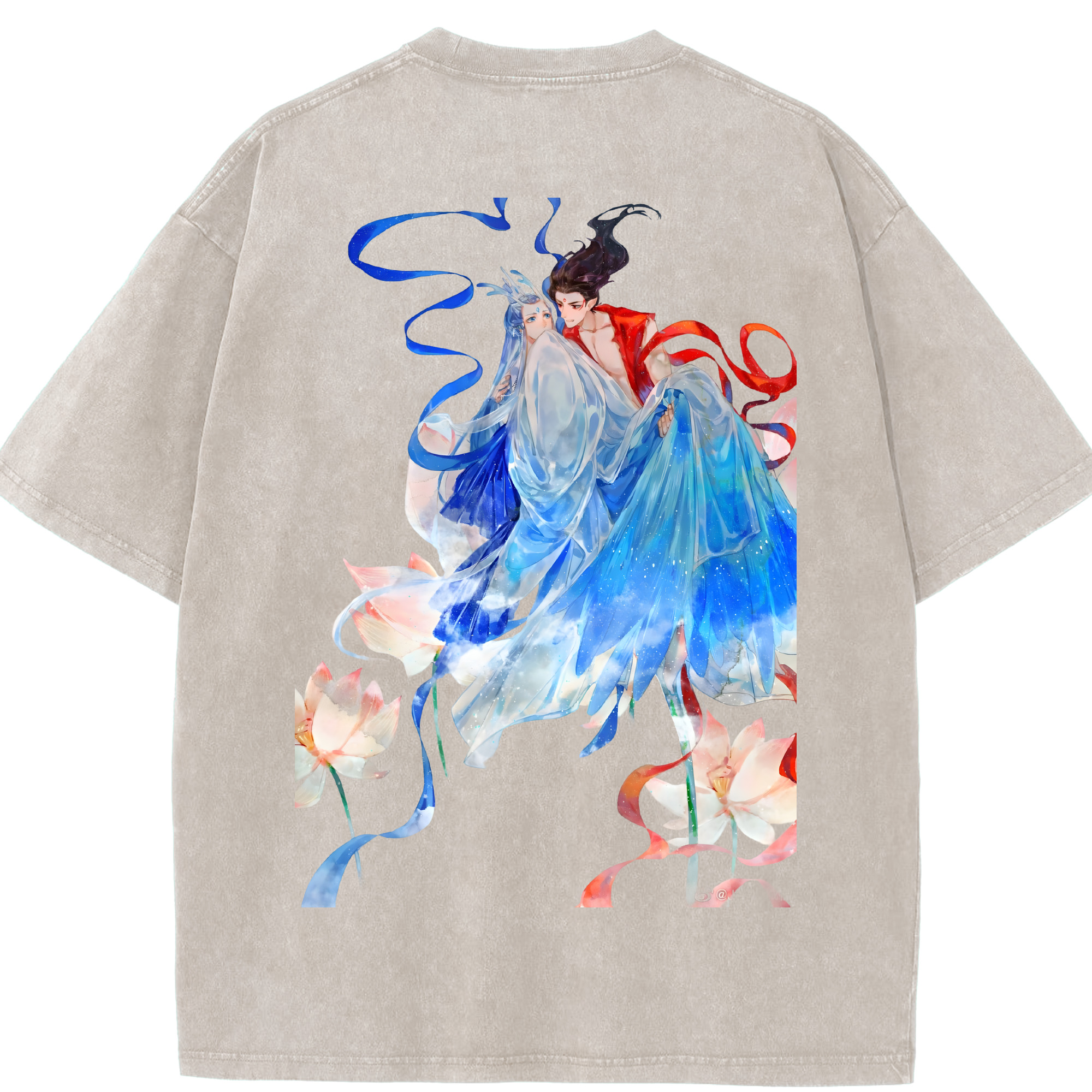 （画像用） Ne Zha 2 ナタ 魔童の大暴れ 綿100% ヴィンテージ風 半袖Tシャツ（背面プリント）