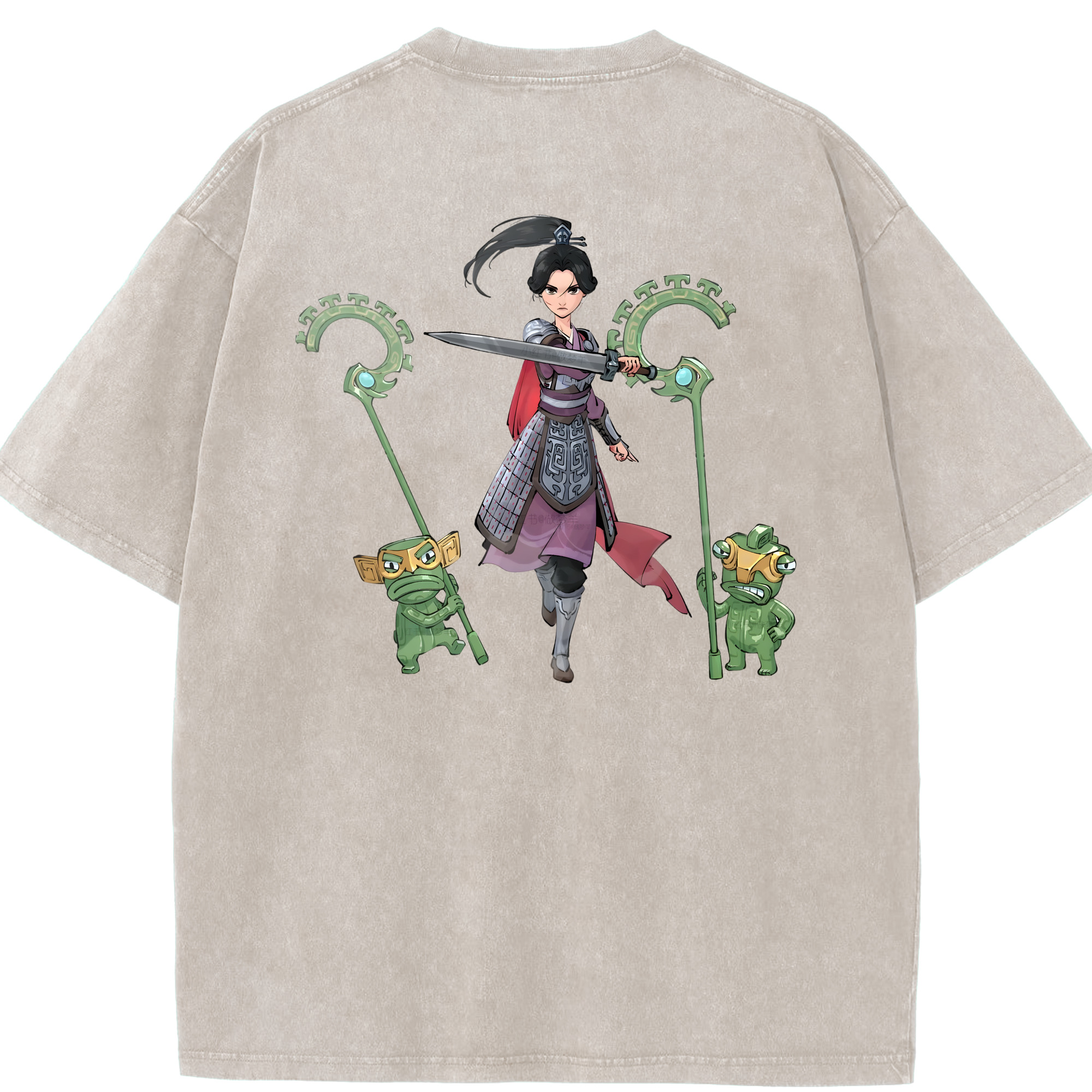 （画像用） Ne Zha 2 ナタ 魔童の大暴れ 綿100% ヴィンテージ風 半袖Tシャツ（背面プリント）