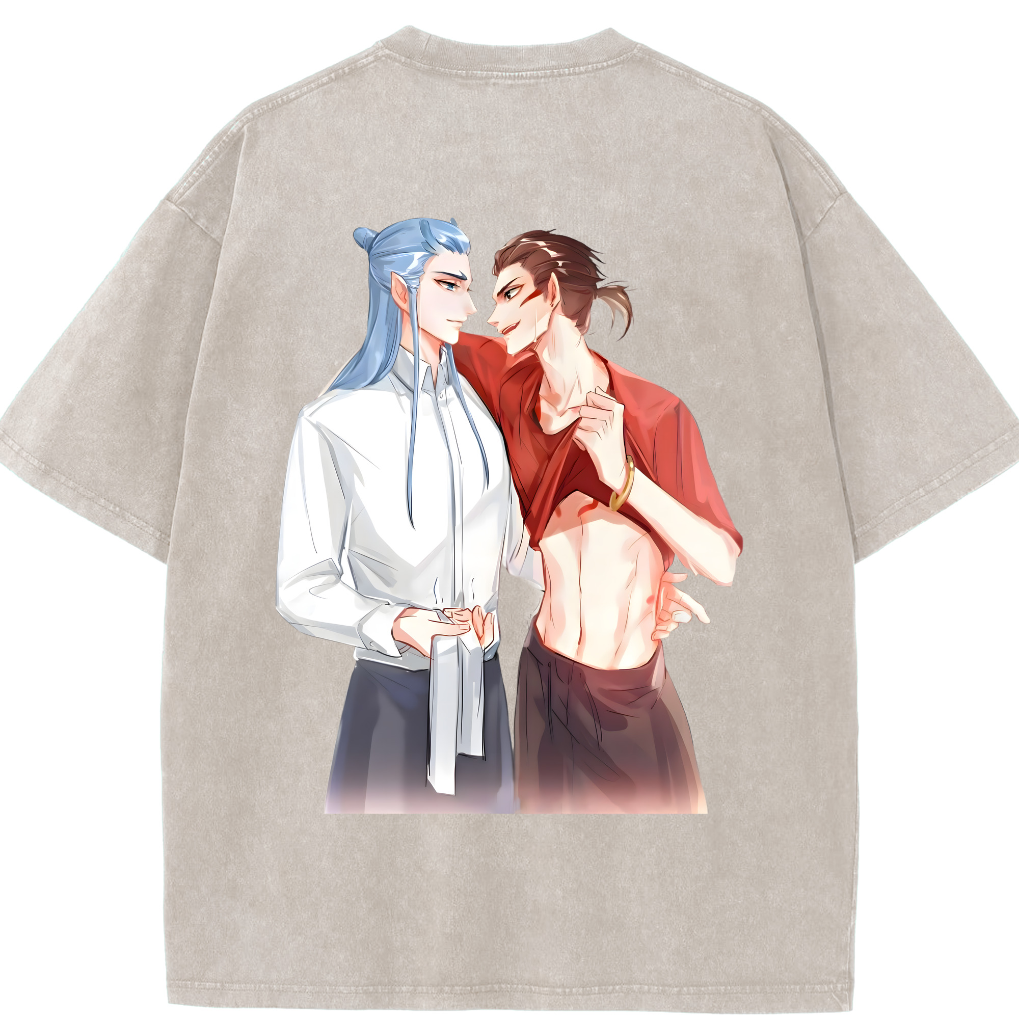 （画像用） Ne Zha 2 ナタ 魔童の大暴れ 綿100% ヴィンテージ風 半袖Tシャツ（背面プリント）