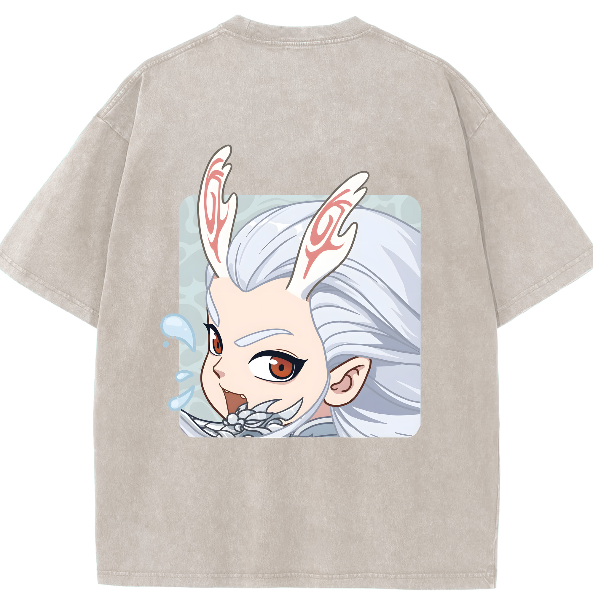 （画像用） Ne Zha 2 ナタ 魔童の大暴れ 綿100% ヴィンテージ風 半袖Tシャツ（背面プリント）