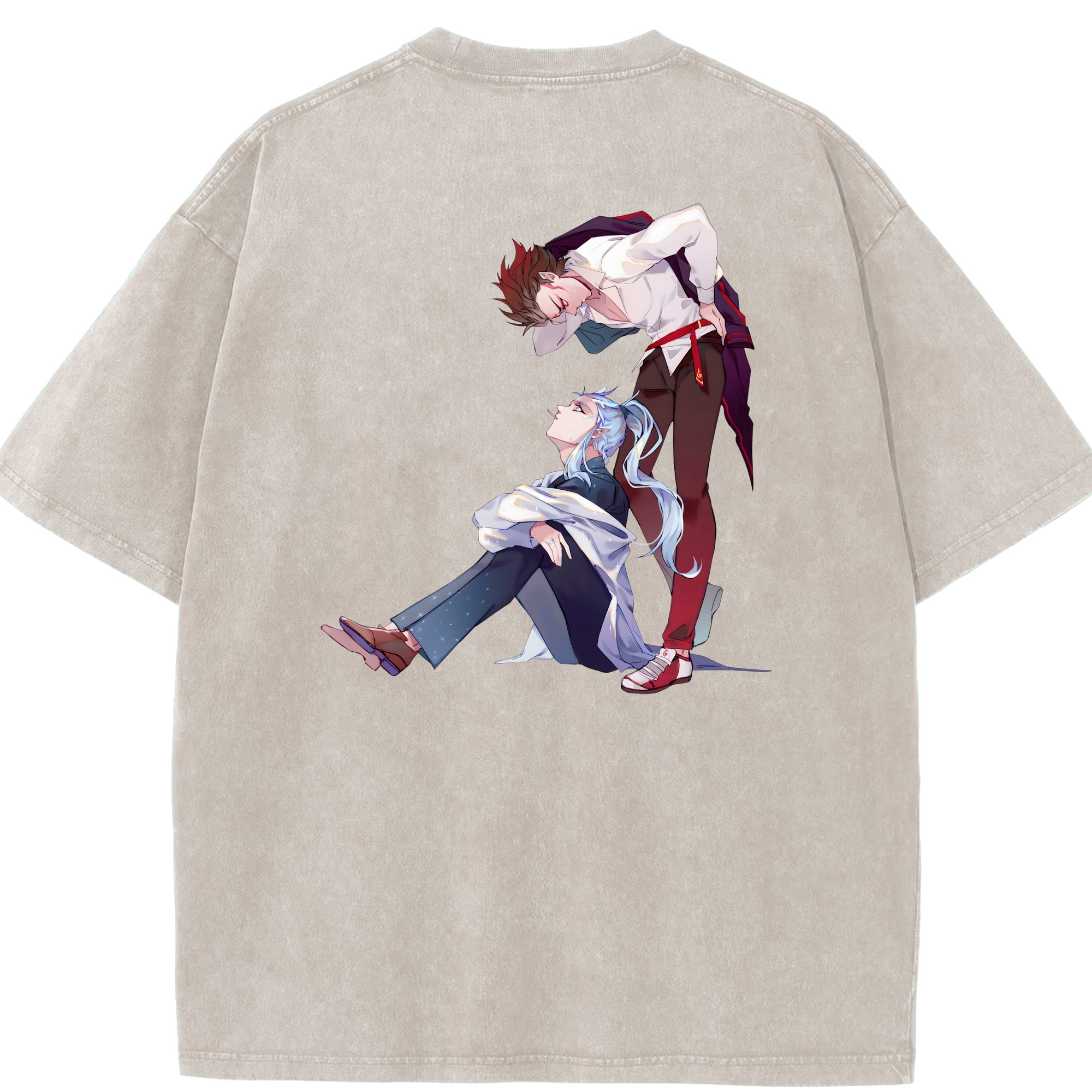 （画像用） Ne Zha 2 ナタ 魔童の大暴れ 綿100% ヴィンテージ風 半袖Tシャツ（背面プリント）