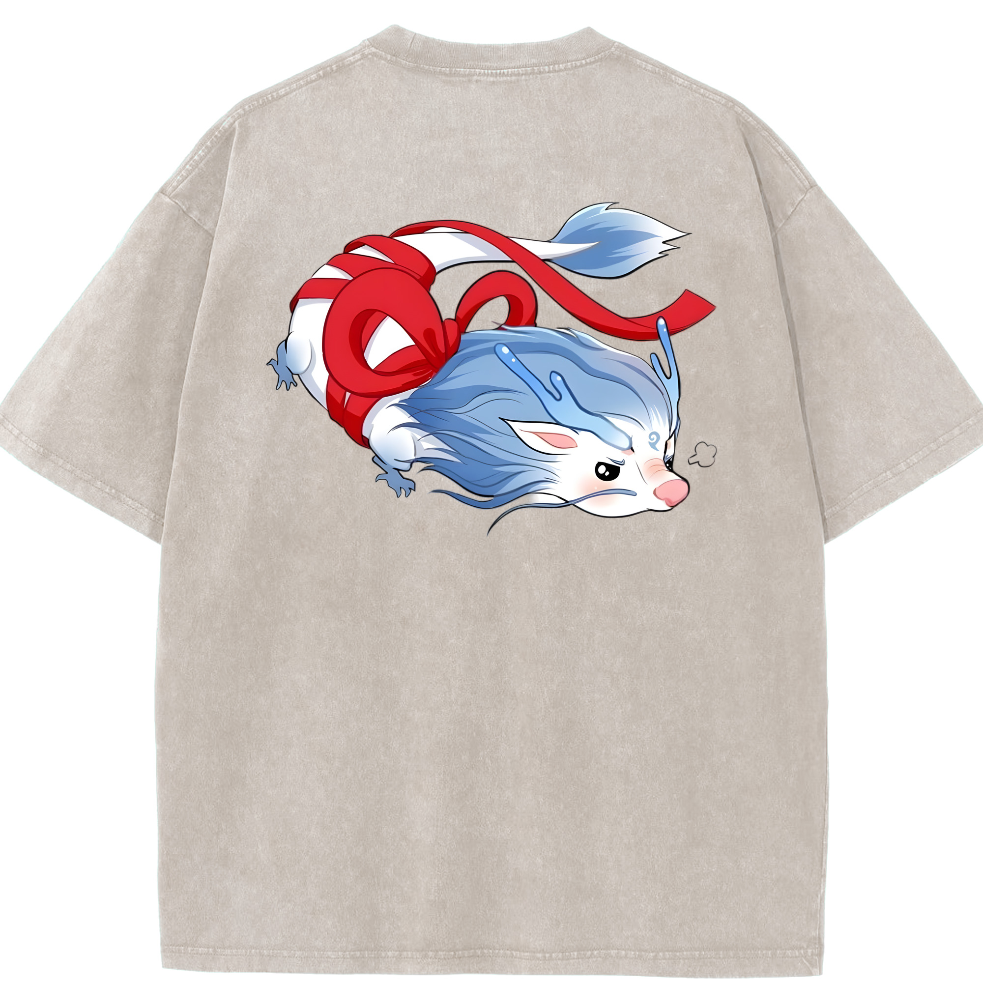 （画像用） Ne Zha 2 ナタ 魔童の大暴れ 綿100% ヴィンテージ風 半袖Tシャツ（背面プリント）