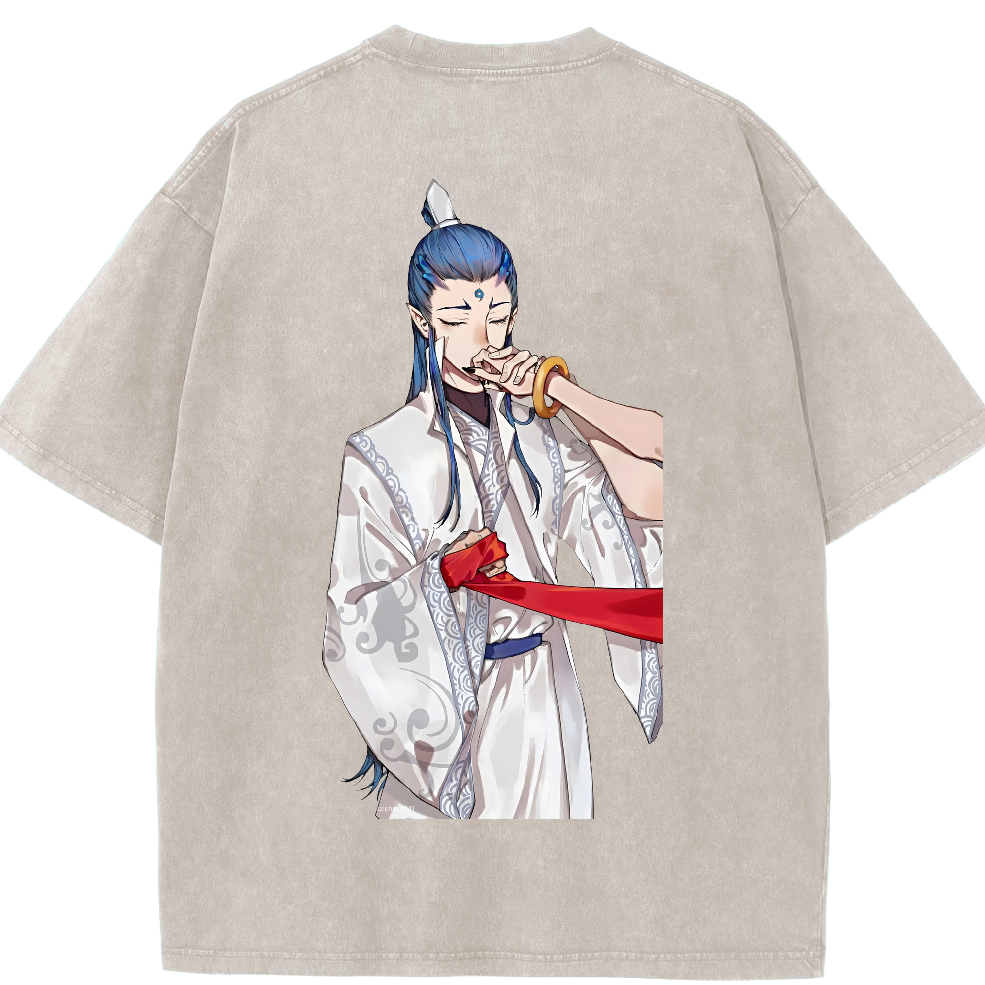 （画像用） Ne Zha 2 ナタ 魔童の大暴れ 綿100% ヴィンテージ風 半袖Tシャツ（背面プリント）