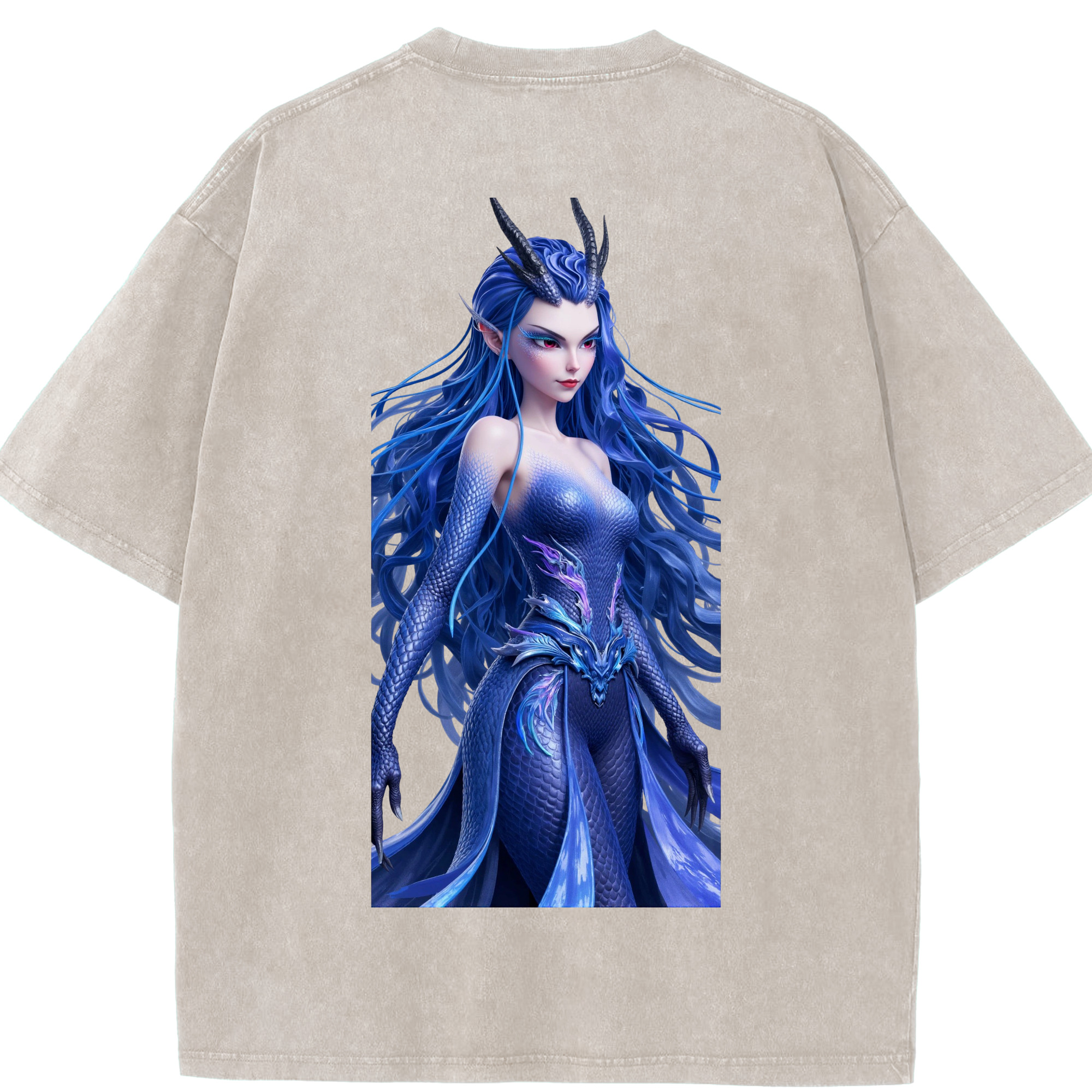 （画像用） Ne Zha 2 ナタ 魔童の大暴れ 綿100% ヴィンテージ風 半袖Tシャツ（背面プリント）