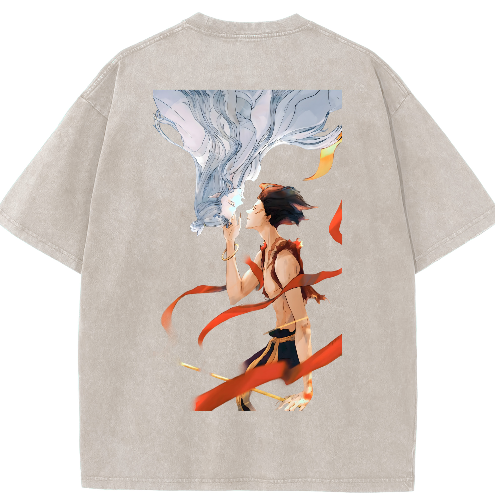 （画像用） Ne Zha 2 ナタ 魔童の大暴れ 綿100% ヴィンテージ風 半袖Tシャツ（背面プリント）