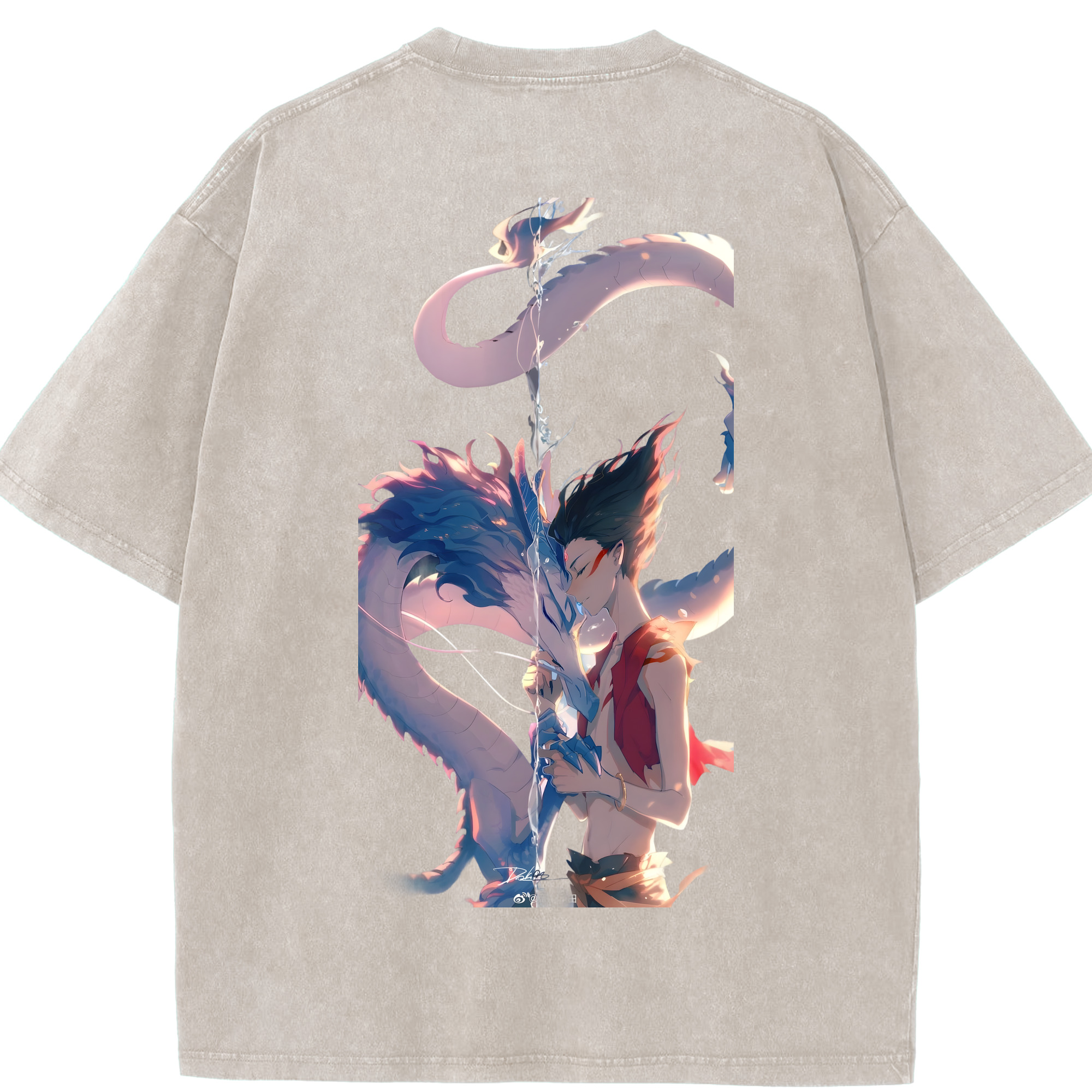 （画像用） Ne Zha 2 ナタ 魔童の大暴れ 綿100% ヴィンテージ風 半袖Tシャツ（背面プリント）