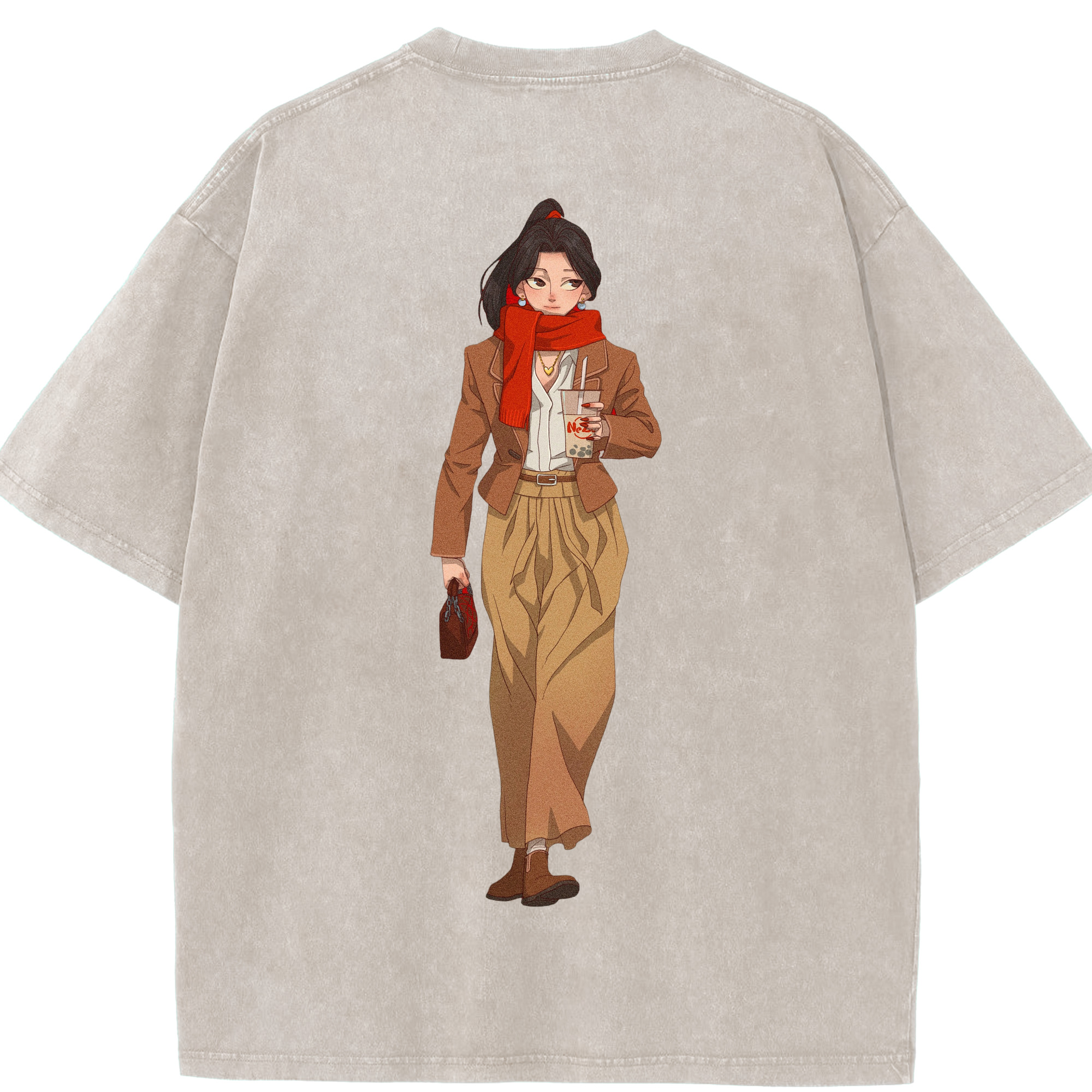 （画像用） Ne Zha 2 ナタ 魔童の大暴れ 綿100% ヴィンテージ風 半袖Tシャツ（背面プリント）