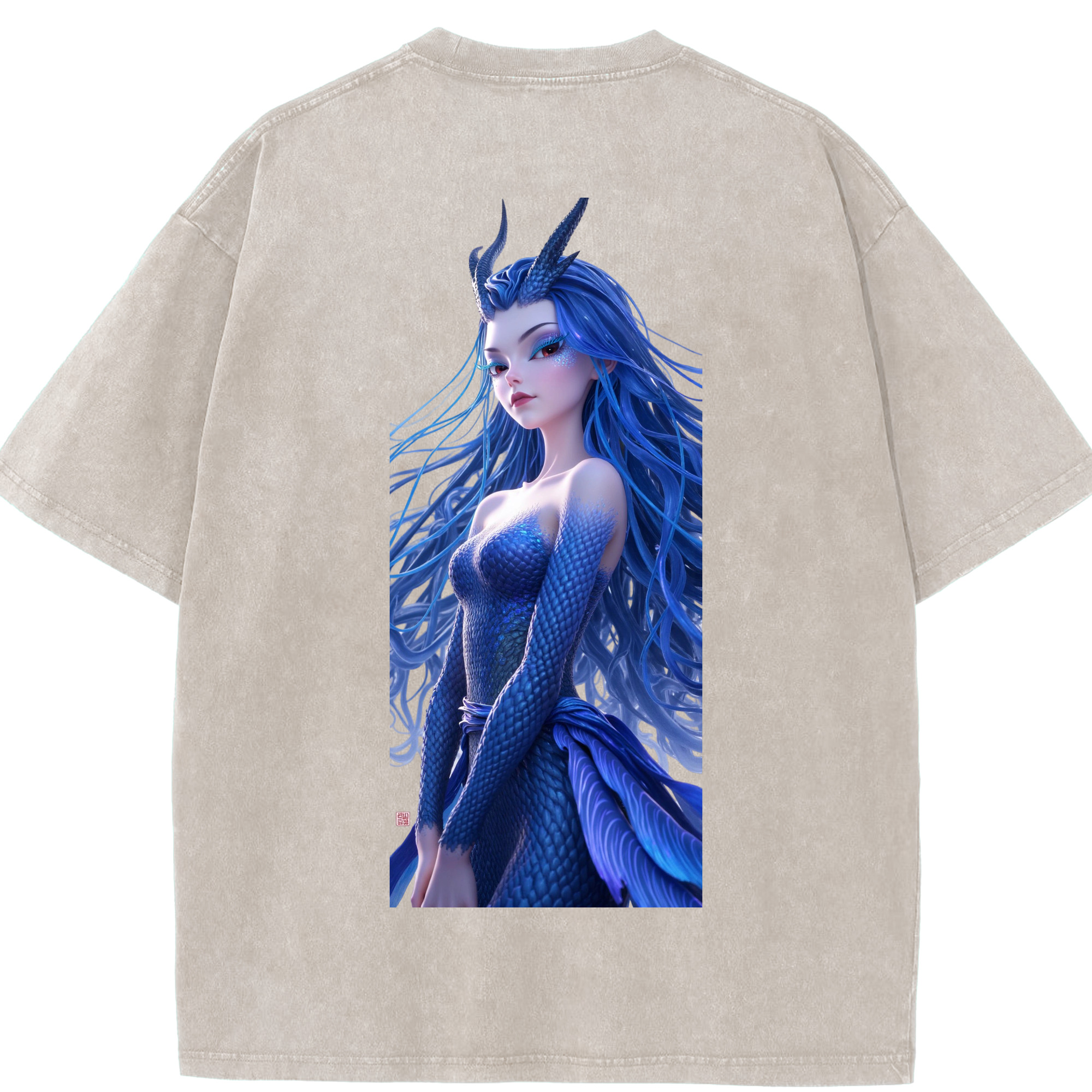 （画像用） Ne Zha 2 ナタ 魔童の大暴れ 綿100% ヴィンテージ風 半袖Tシャツ（背面プリント）