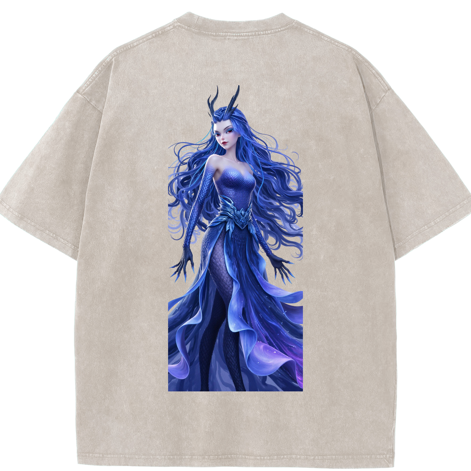 （画像用） Ne Zha 2 ナタ 魔童の大暴れ 綿100% ヴィンテージ風 半袖Tシャツ（背面プリント）