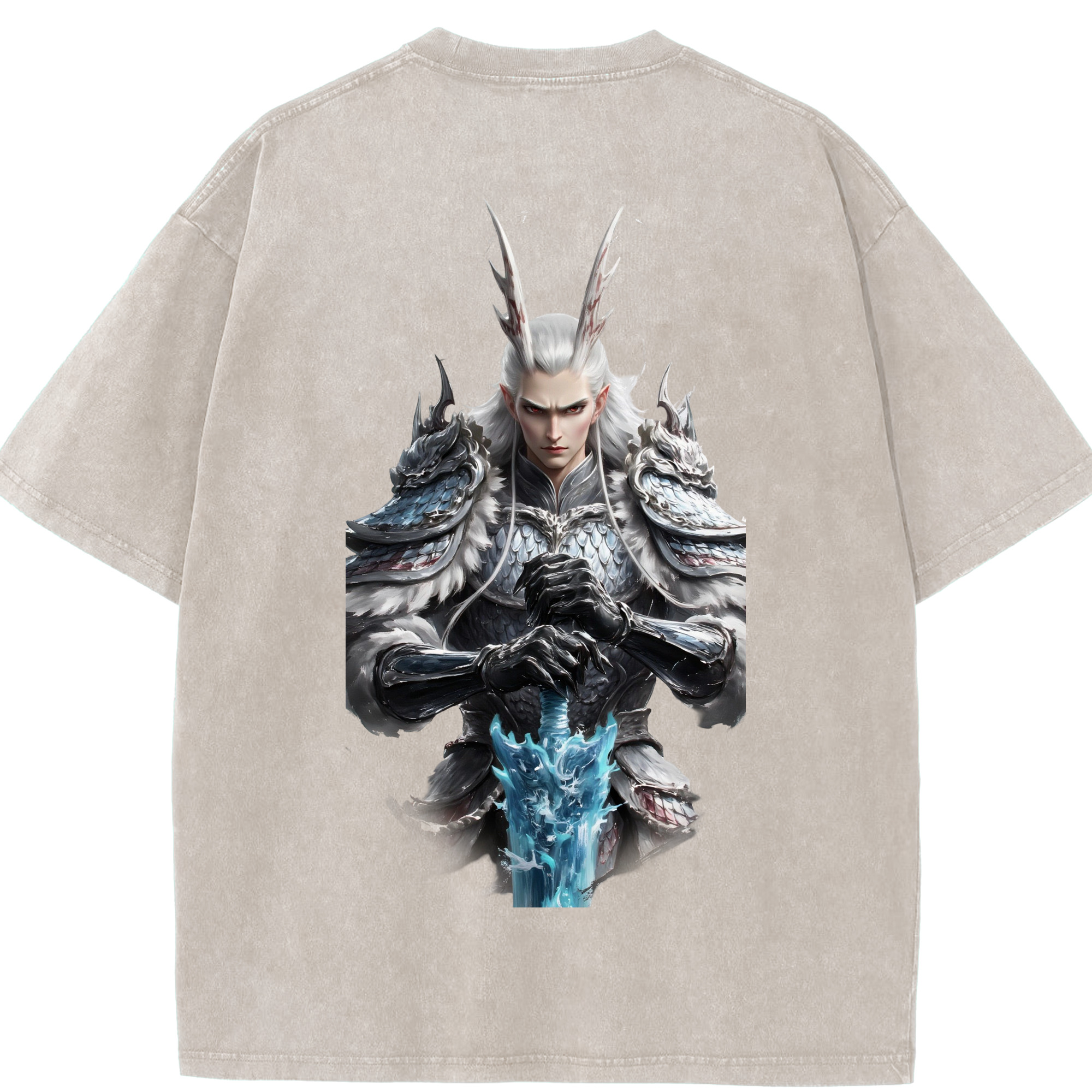 （画像用） Ne Zha 2 ナタ 魔童の大暴れ 綿100% ヴィンテージ風 半袖Tシャツ（背面プリント）