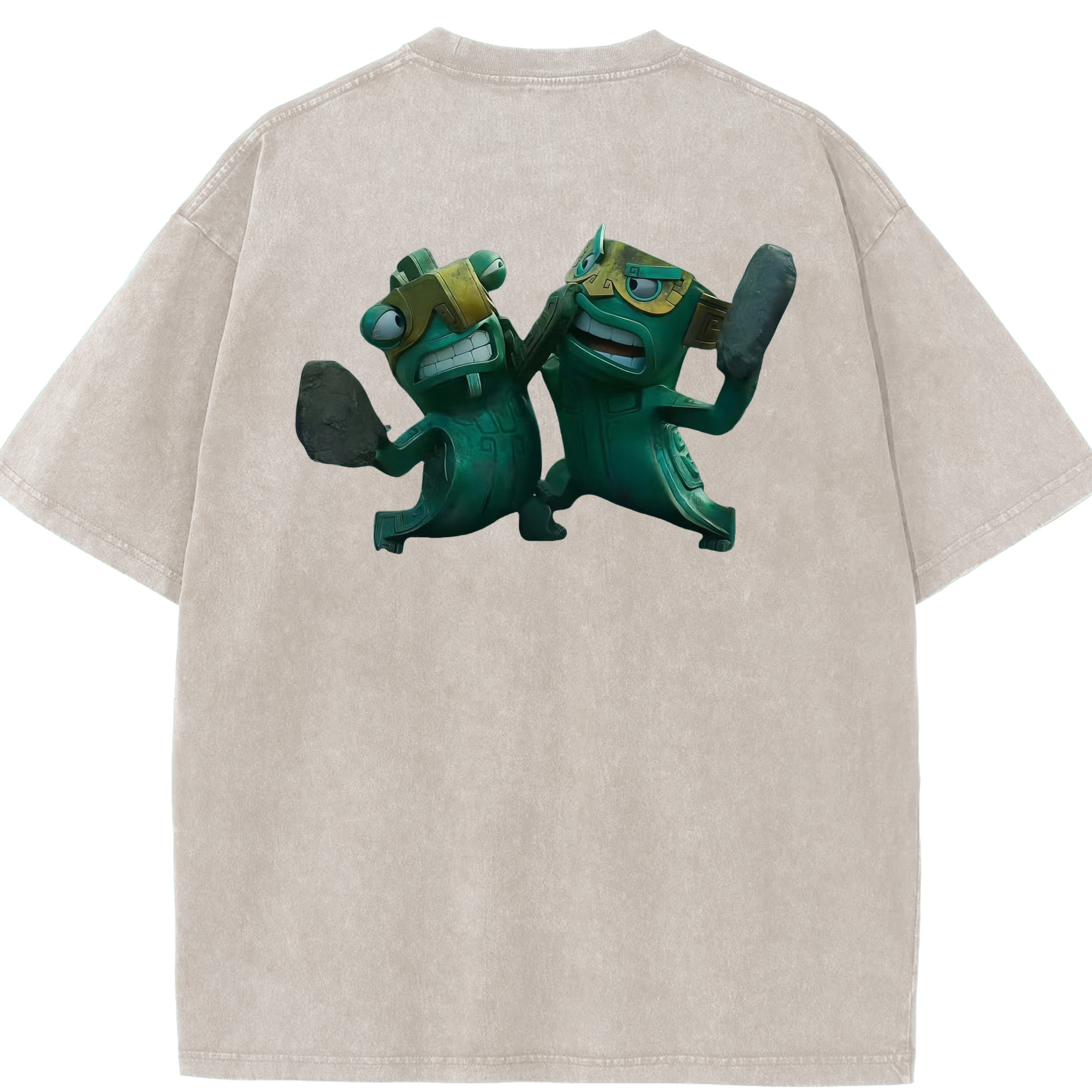 （画像用） Ne Zha 2 ナタ 魔童の大暴れ 綿100% ヴィンテージ風 半袖Tシャツ（背面プリント）