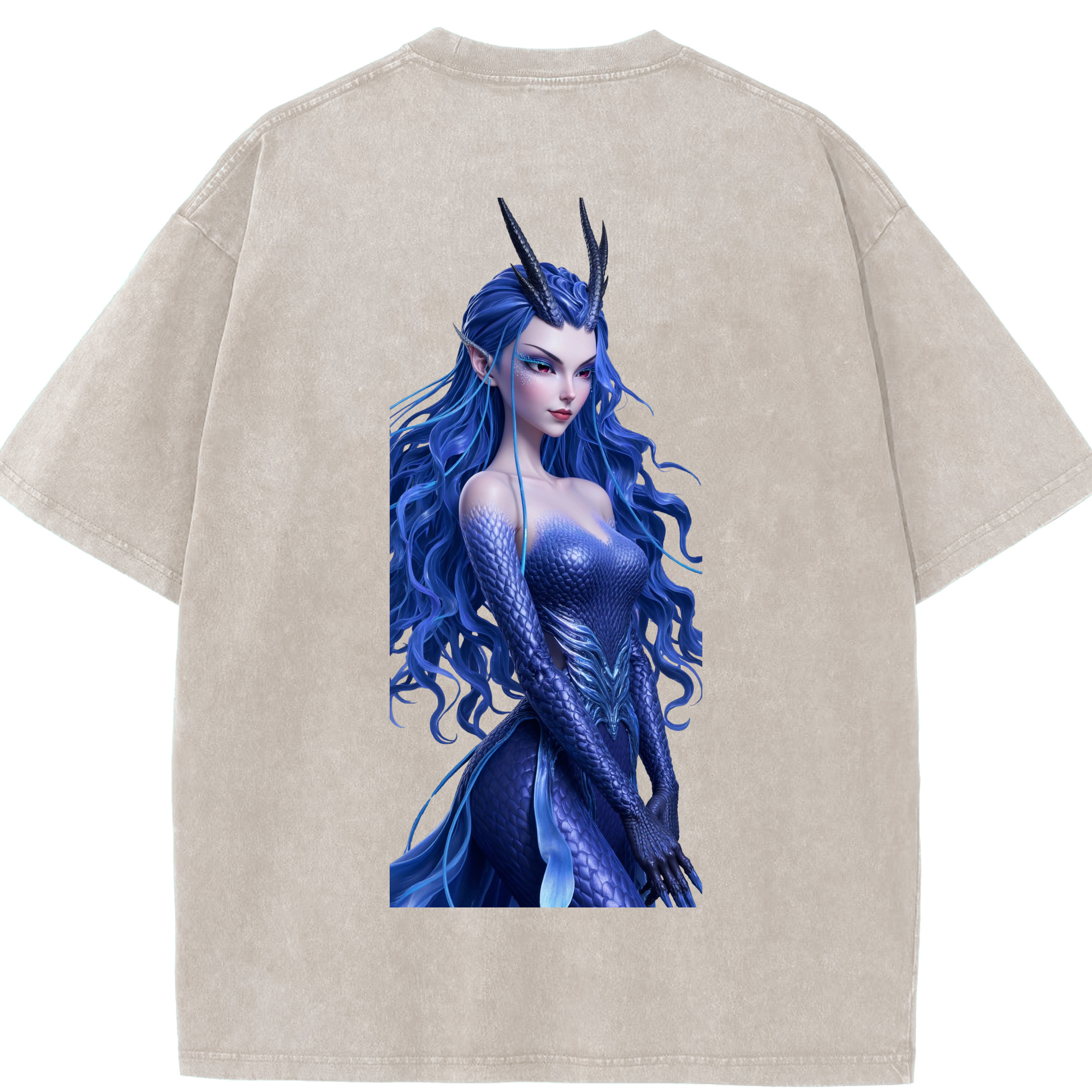 （画像用） Ne Zha 2 ナタ 魔童の大暴れ 綿100% ヴィンテージ風 半袖Tシャツ（背面プリント）