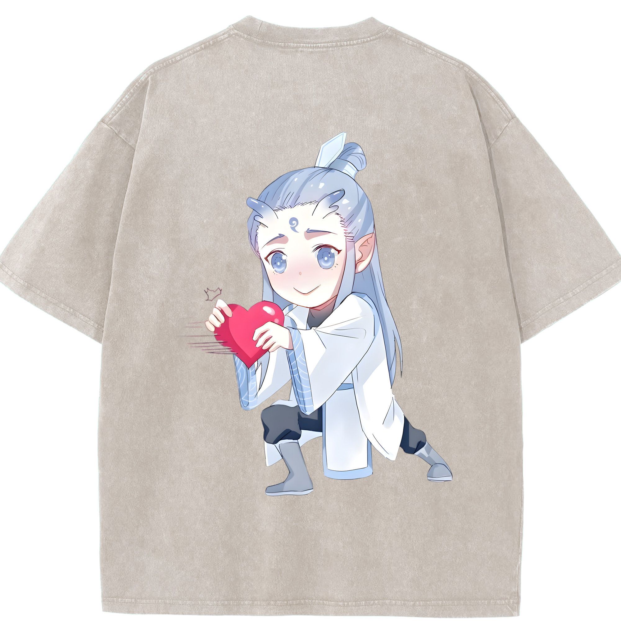（画像用） Ne Zha 2 ナタ 魔童の大暴れ 綿100% ヴィンテージ風 半袖Tシャツ（背面プリント）